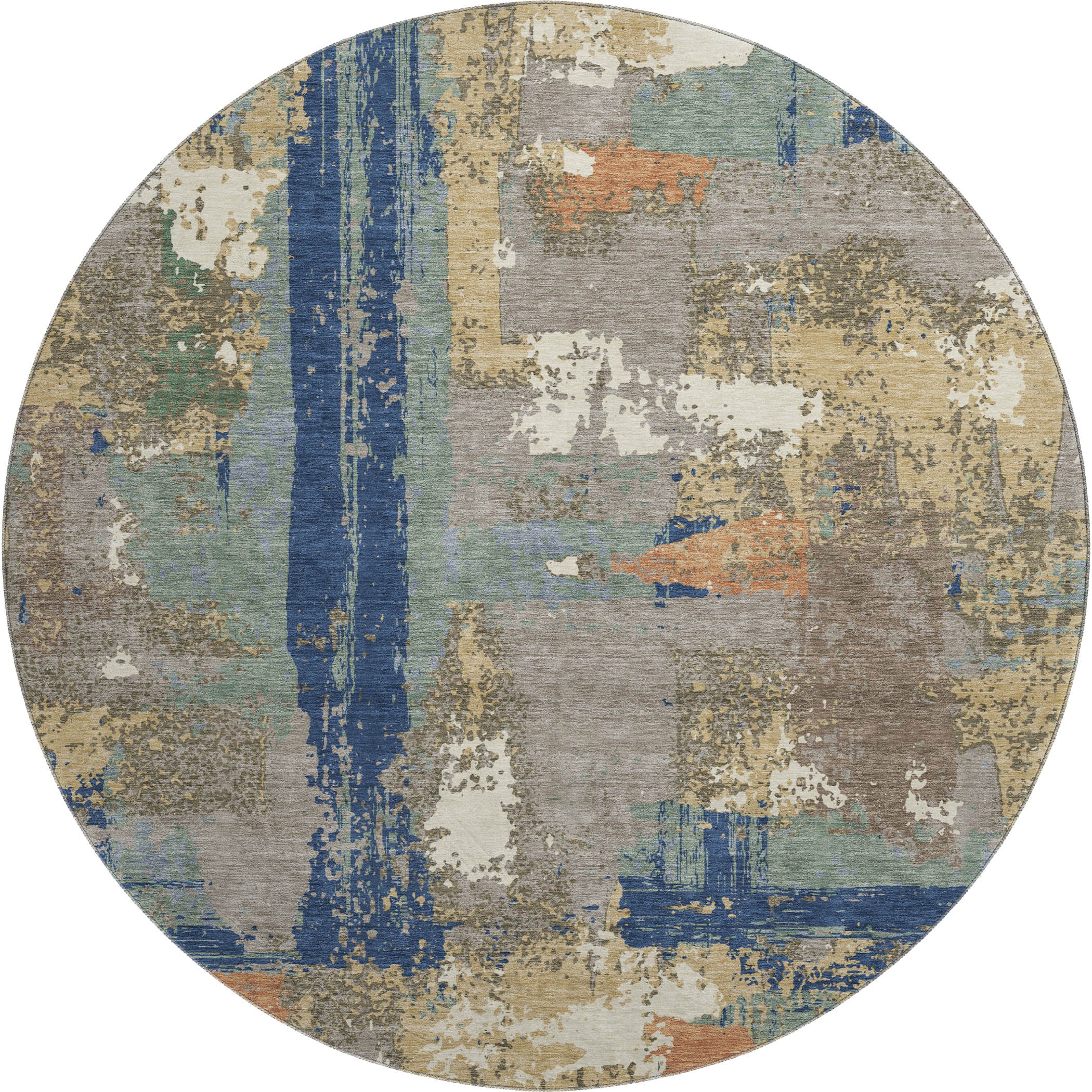 Seoul Machine Washable Transitional Taupe Brown Rug 8' x 8' #shape_Round