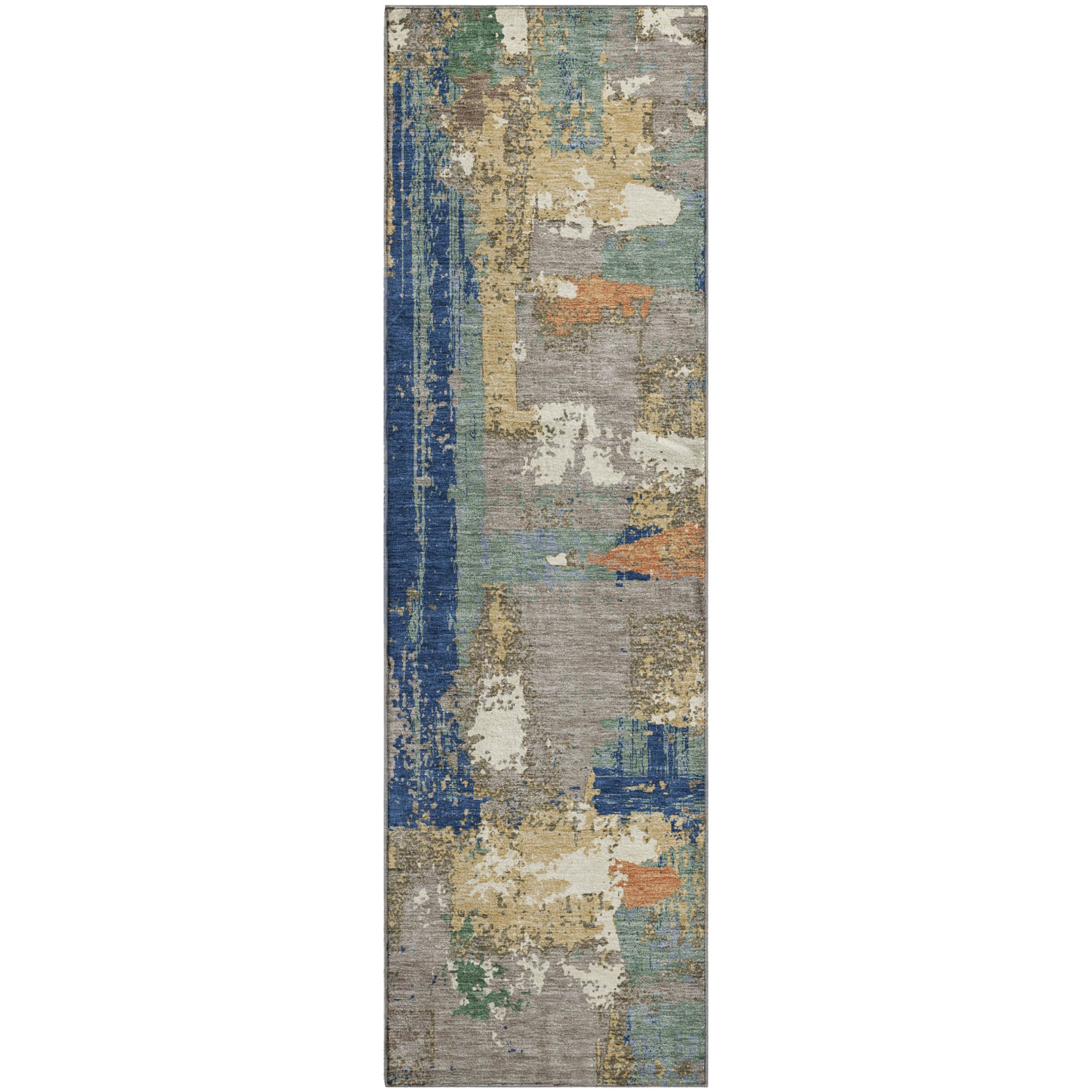 Seoul Machine Washable Transitional Taupe Brown Rug 2'3" x 7'6" #shape_Runner
