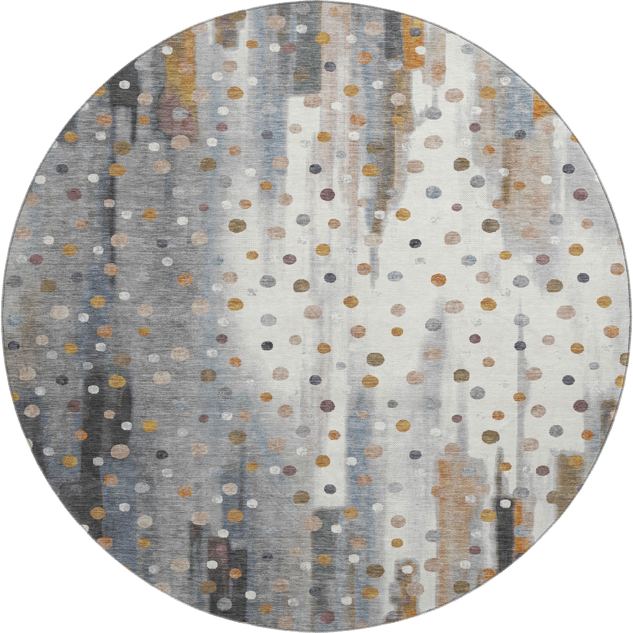 Seville Machine Washable Transitional Gray Rug 8' x 8' #shape_Round