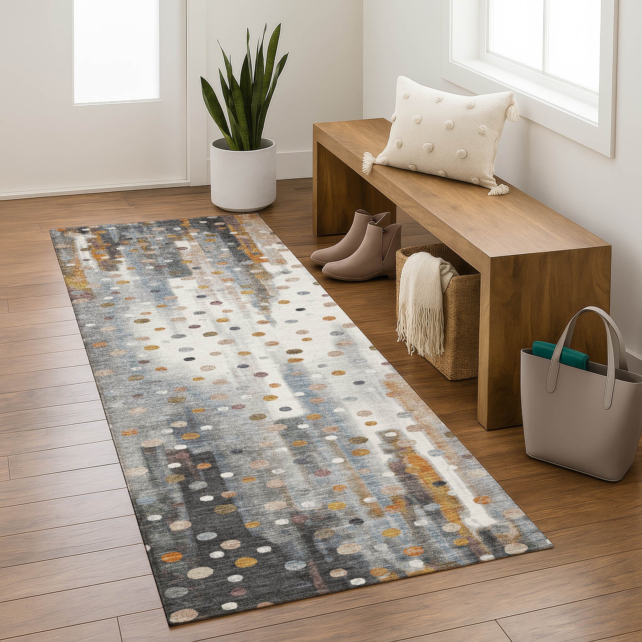 Seville Machine Washable Transitional Gray Rug 2'3" x 7'6" #shape_Runner