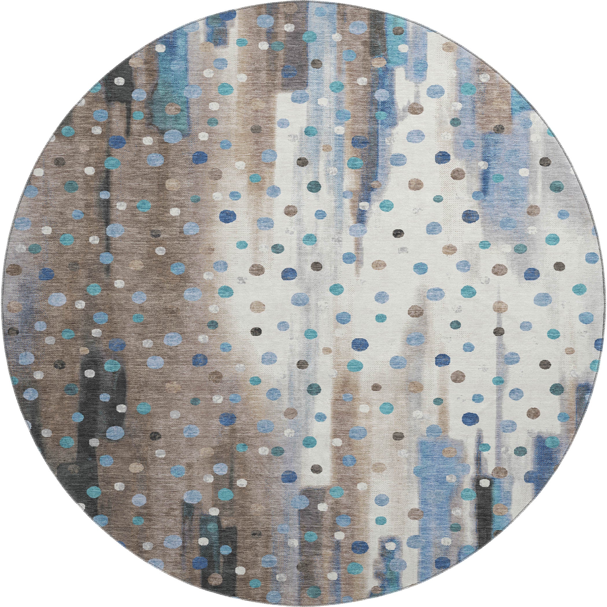 Seville Machine Washable Transitional Taupe Brown Rug 8' x 8' #shape_Round