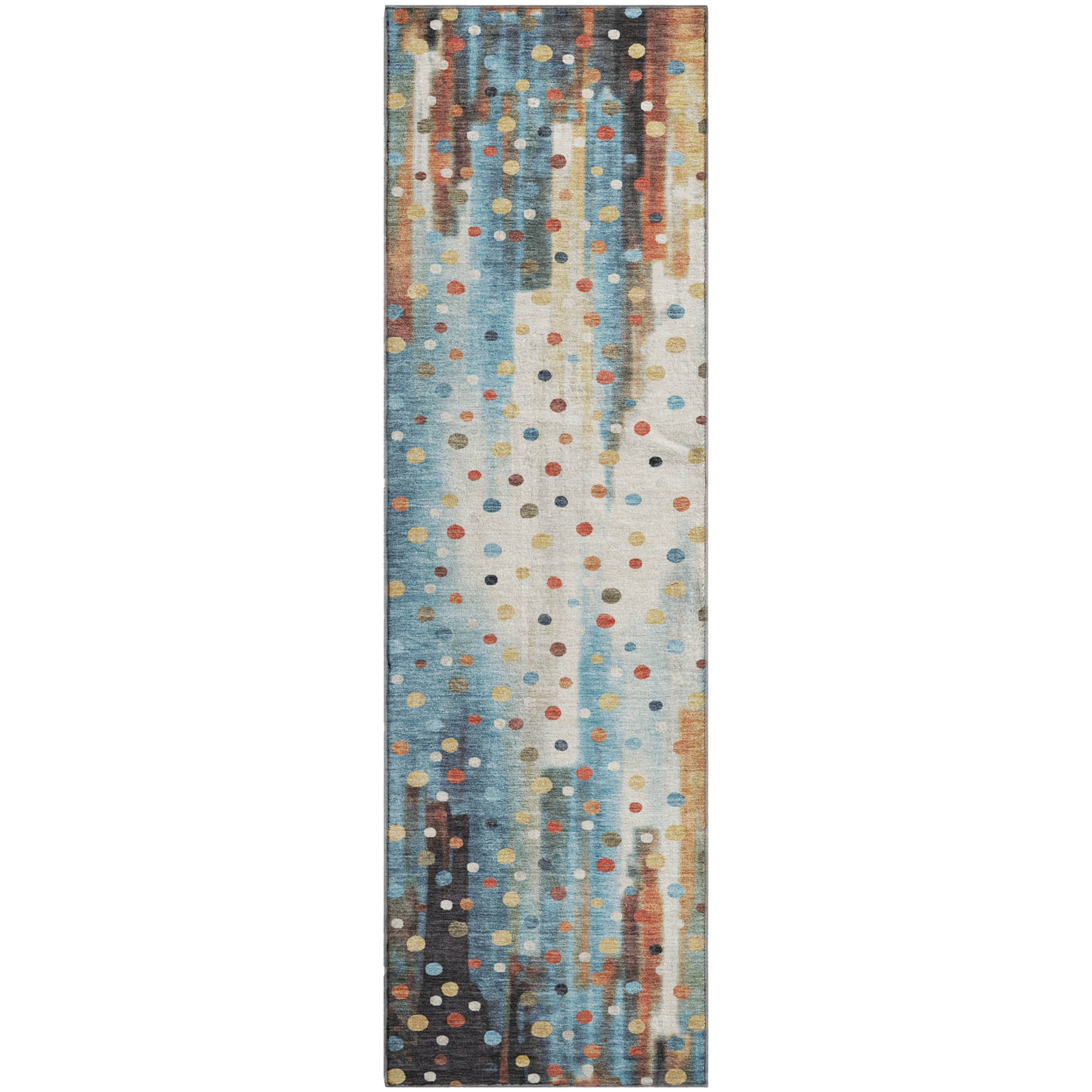 Seville Machine Washable Transitional Teal Rug 2'3" x 7'6" #shape_Runner