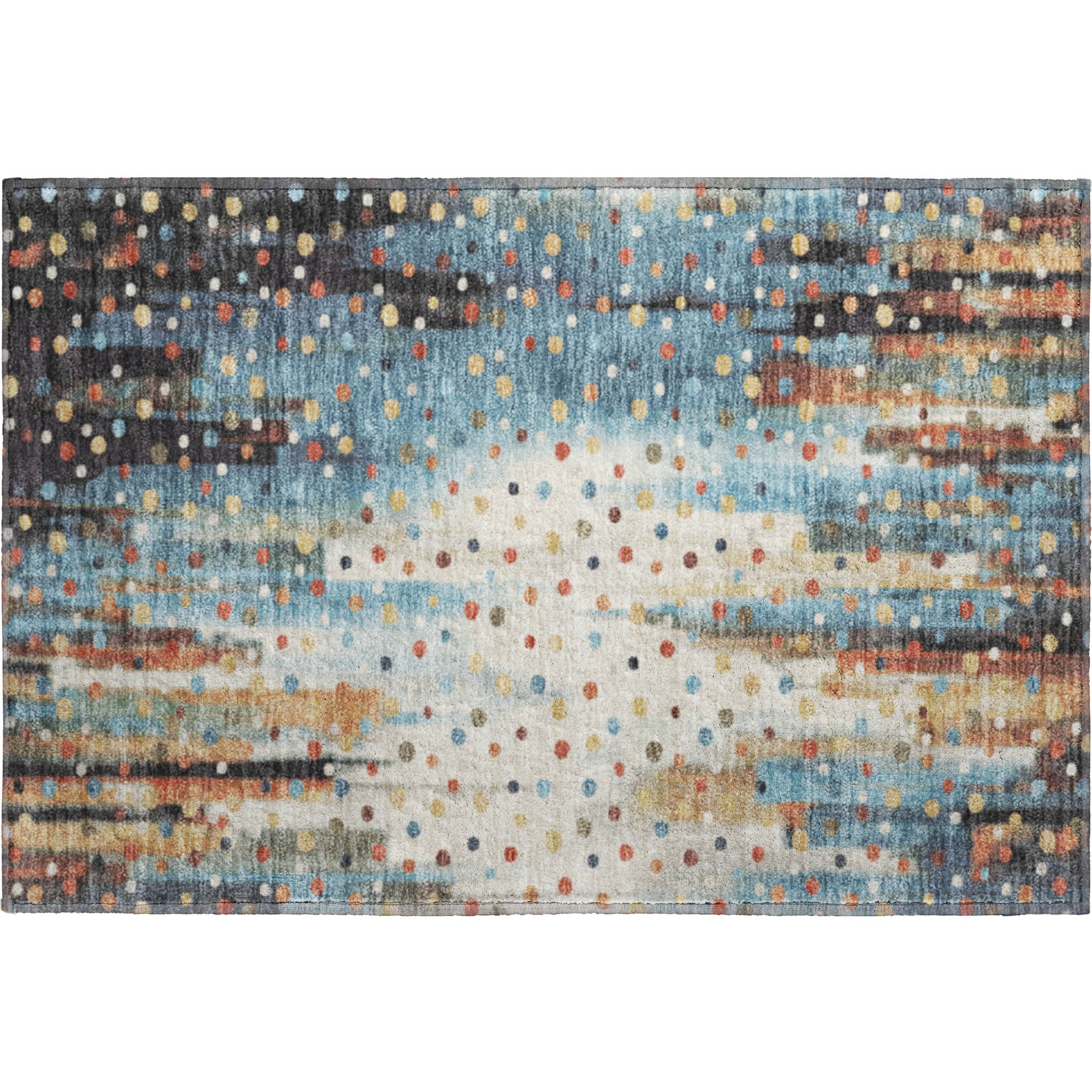 Seville Machine Washable Transitional Teal Rug 1'8" x 2'6" #shape_Rectangle