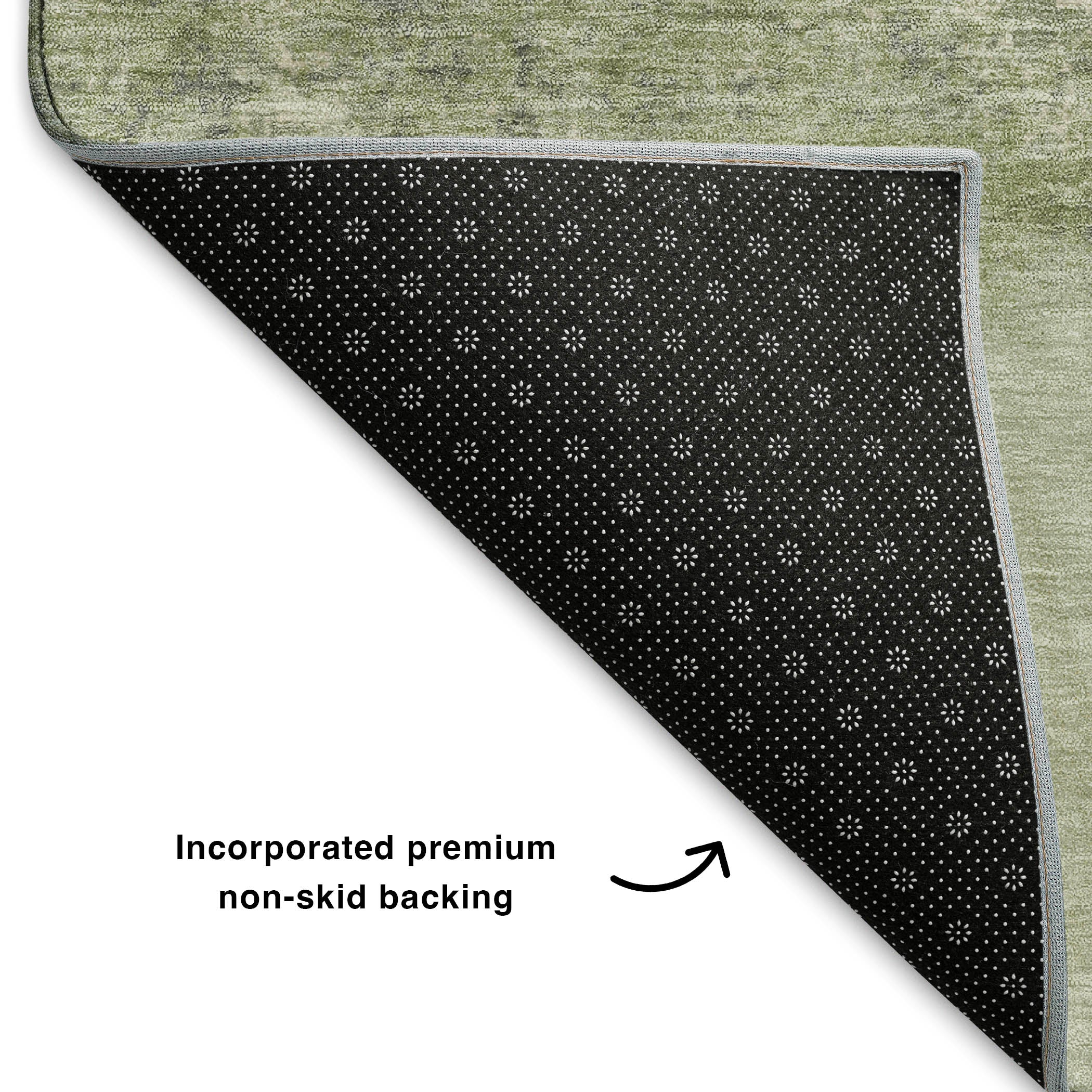 Luang Prabang Machine Washable Transitional Aloe Green Rug 1'8" x 2'6" #shape_Rectangle