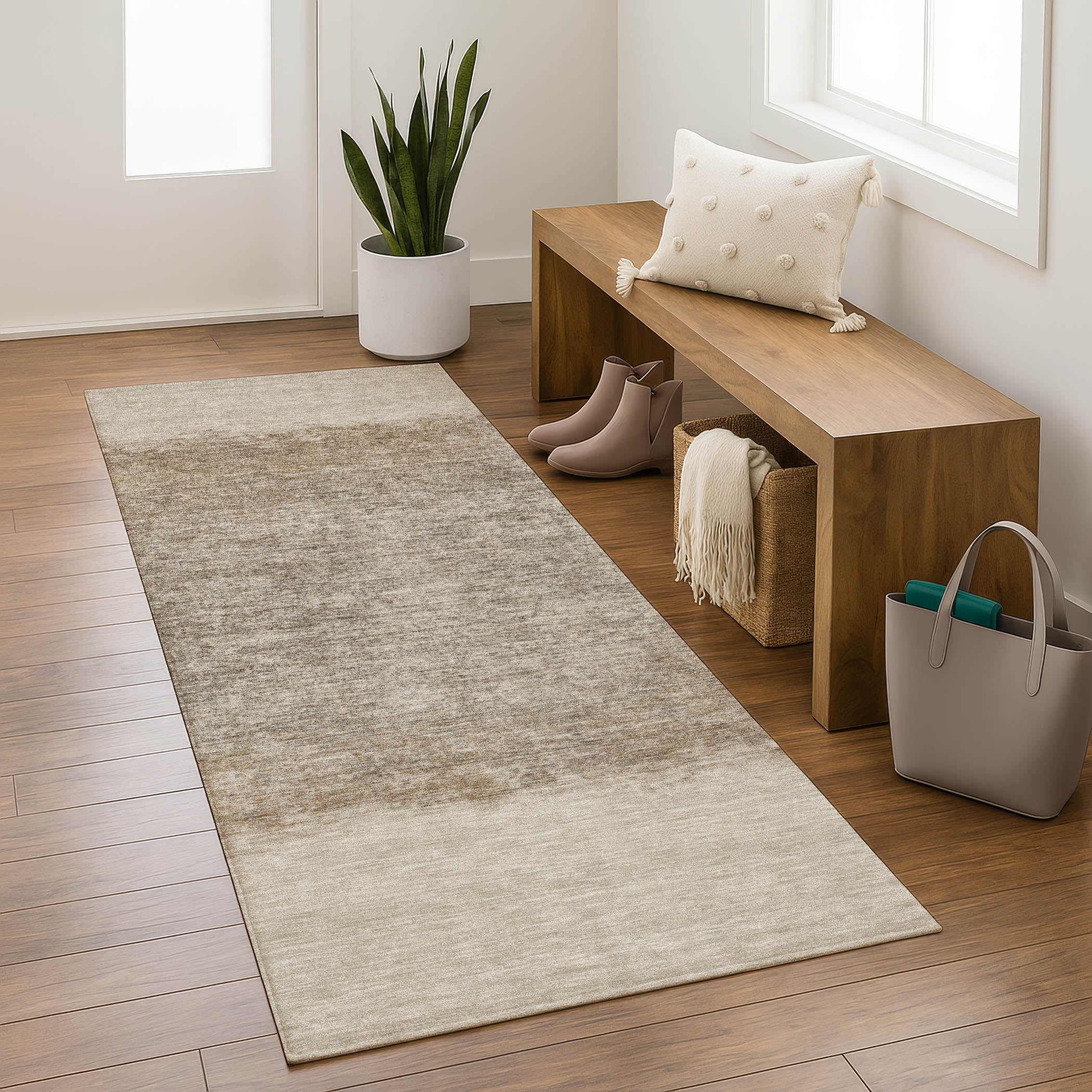 Luang Prabang Machine Washable Transitional Beige Brown Rug 2'3" x 7'6" #shape_Runner