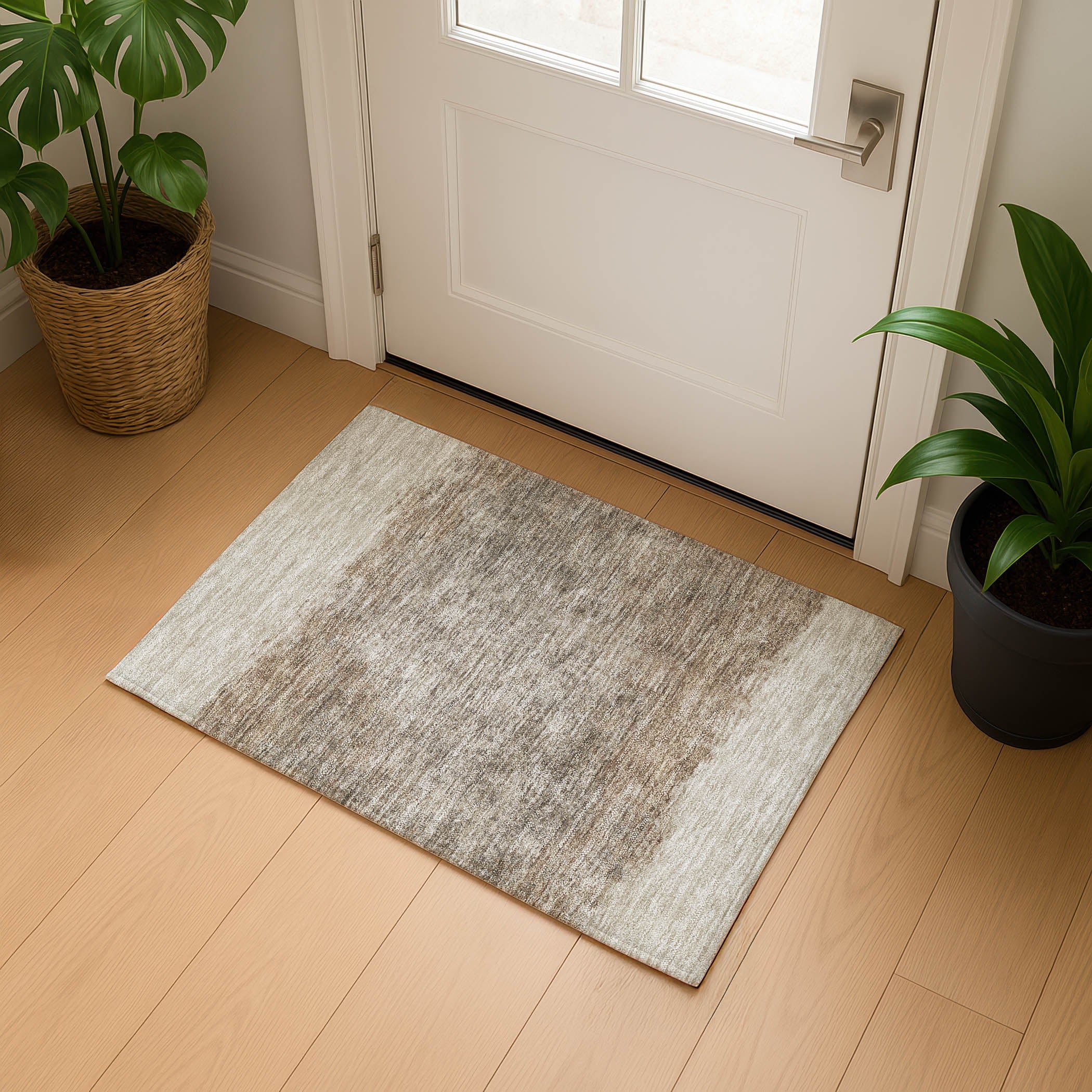 Luang Prabang Machine Washable Transitional Beige Brown Rug 1'8" x 2'6" #shape_Rectangle
