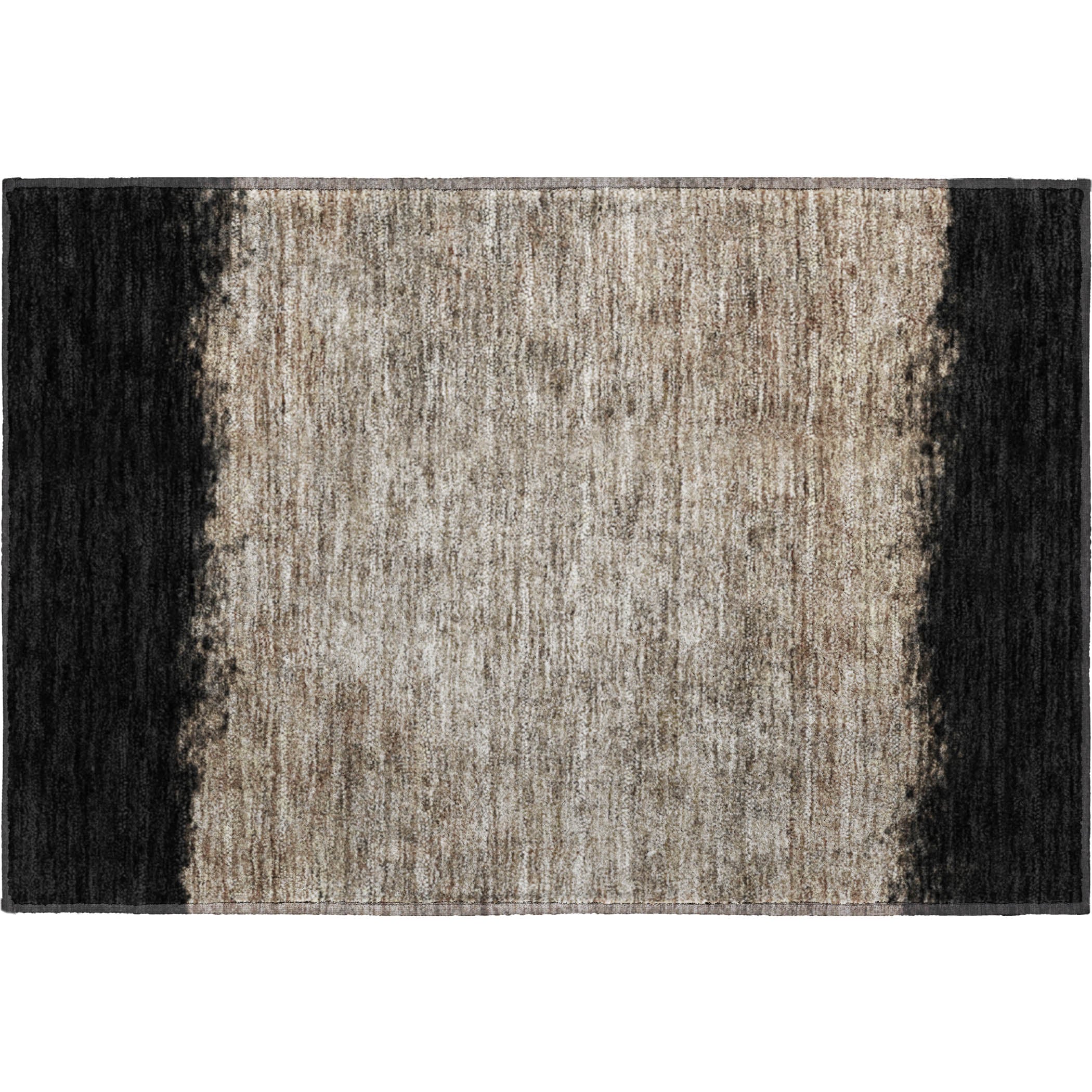 Luang Prabang Machine Washable Transitional Black Rug 1'8" x 2'6" #shape_Rectangle