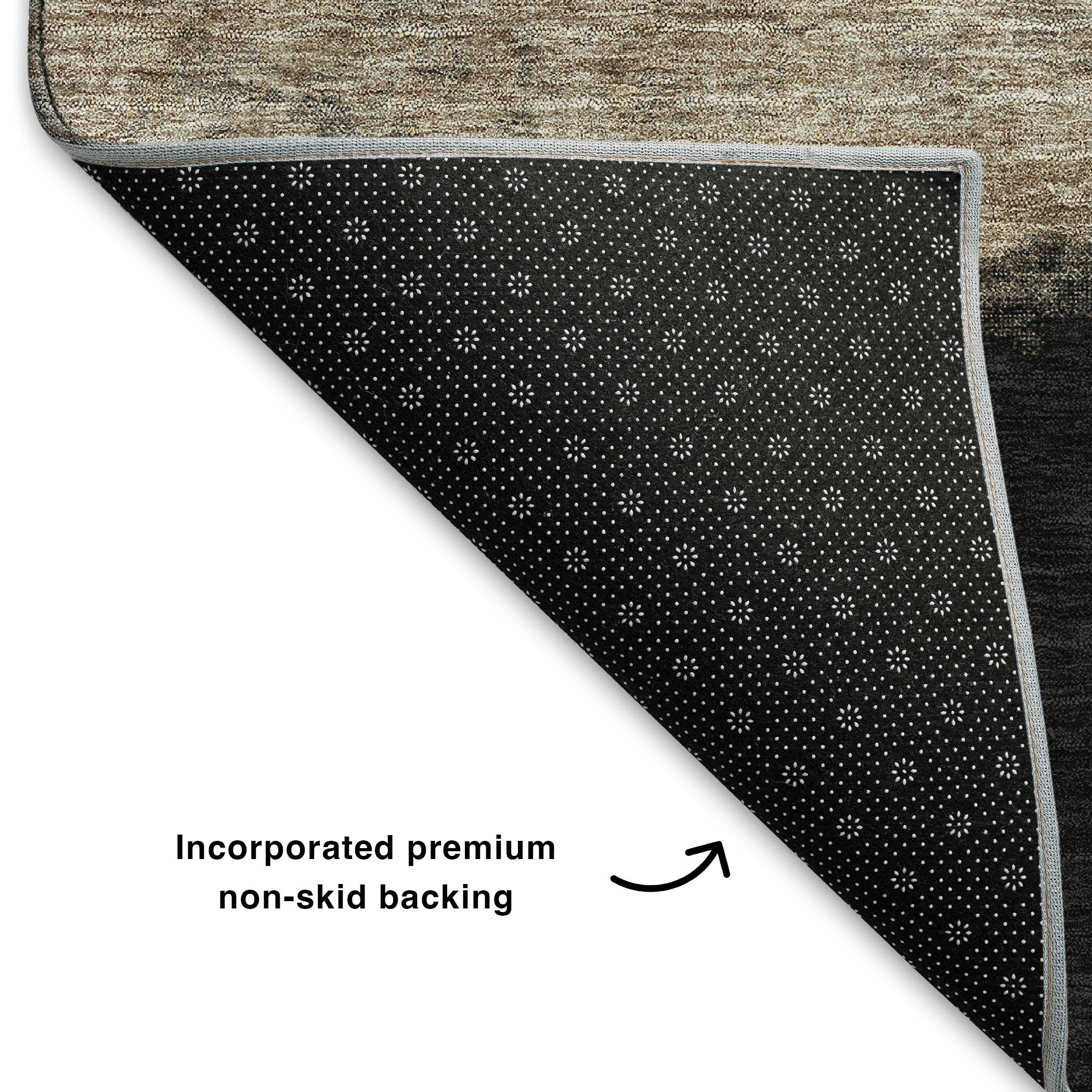 Luang Prabang Machine Washable Transitional Black Rug 1'8" x 2'6" #shape_Rectangle