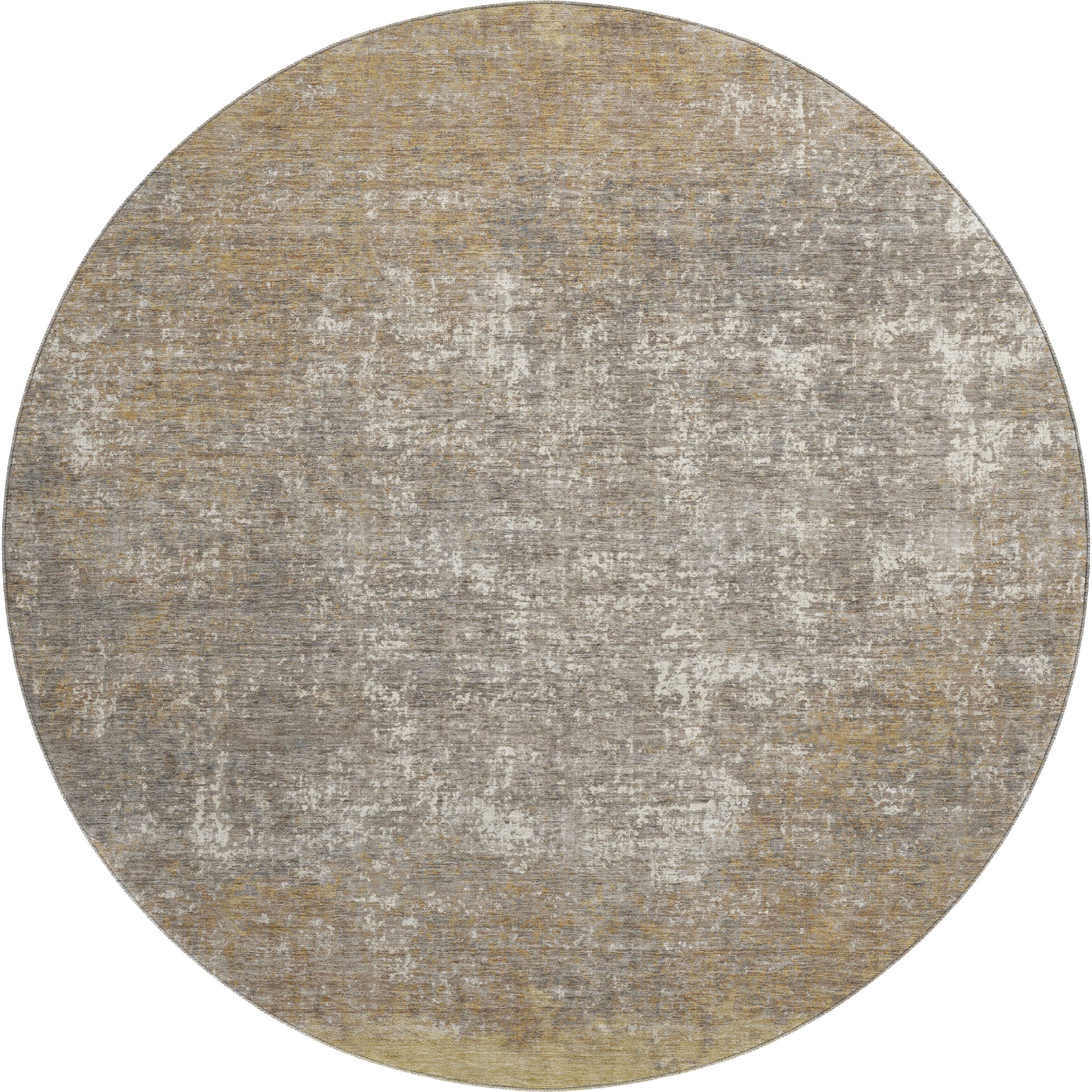 Luang Prabang Machine Washable Transitional Gold Rug 8' x 8' #shape_Round