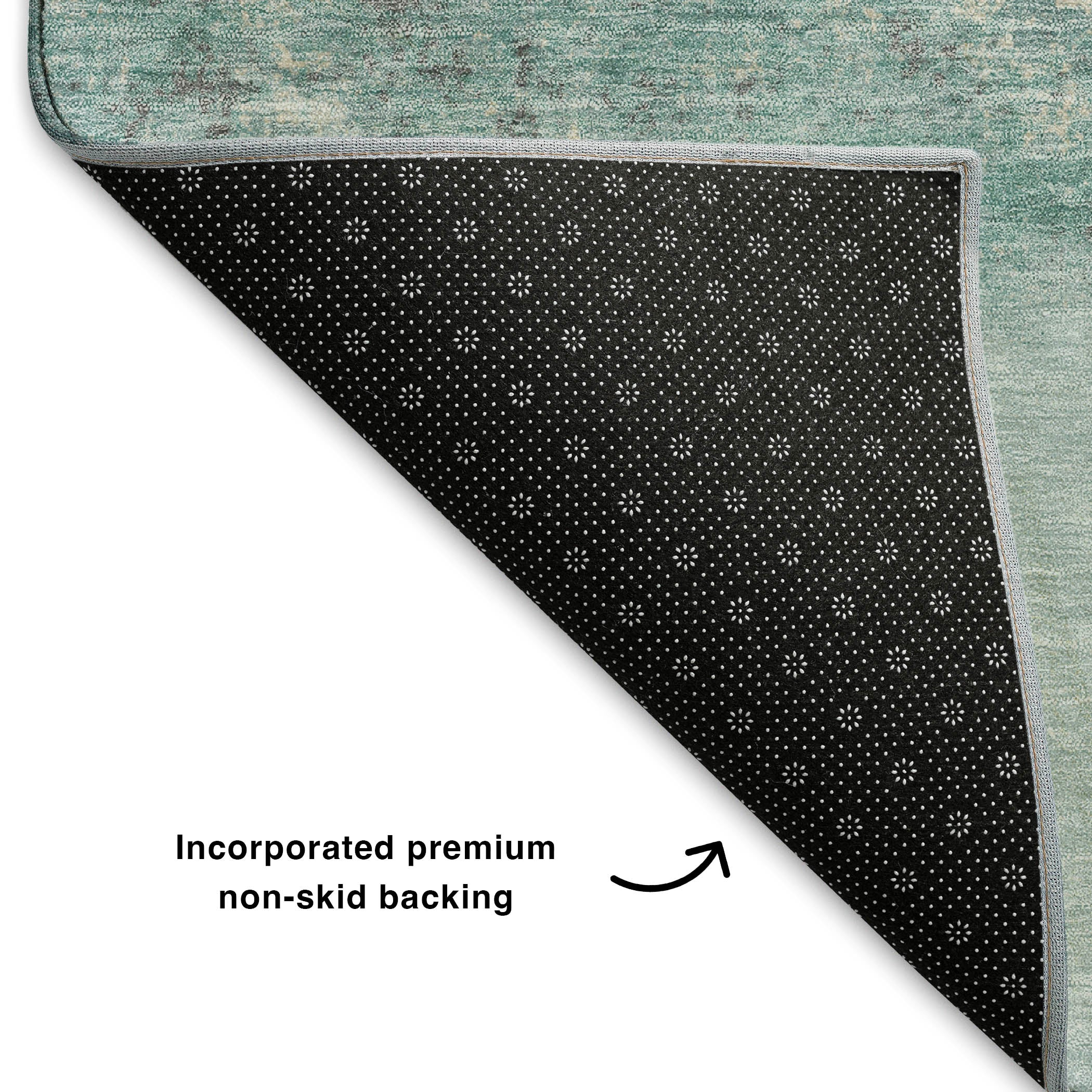 Luang Prabang Machine Washable Transitional Teal Rug 1'8" x 2'6" #shape_Rectangle
