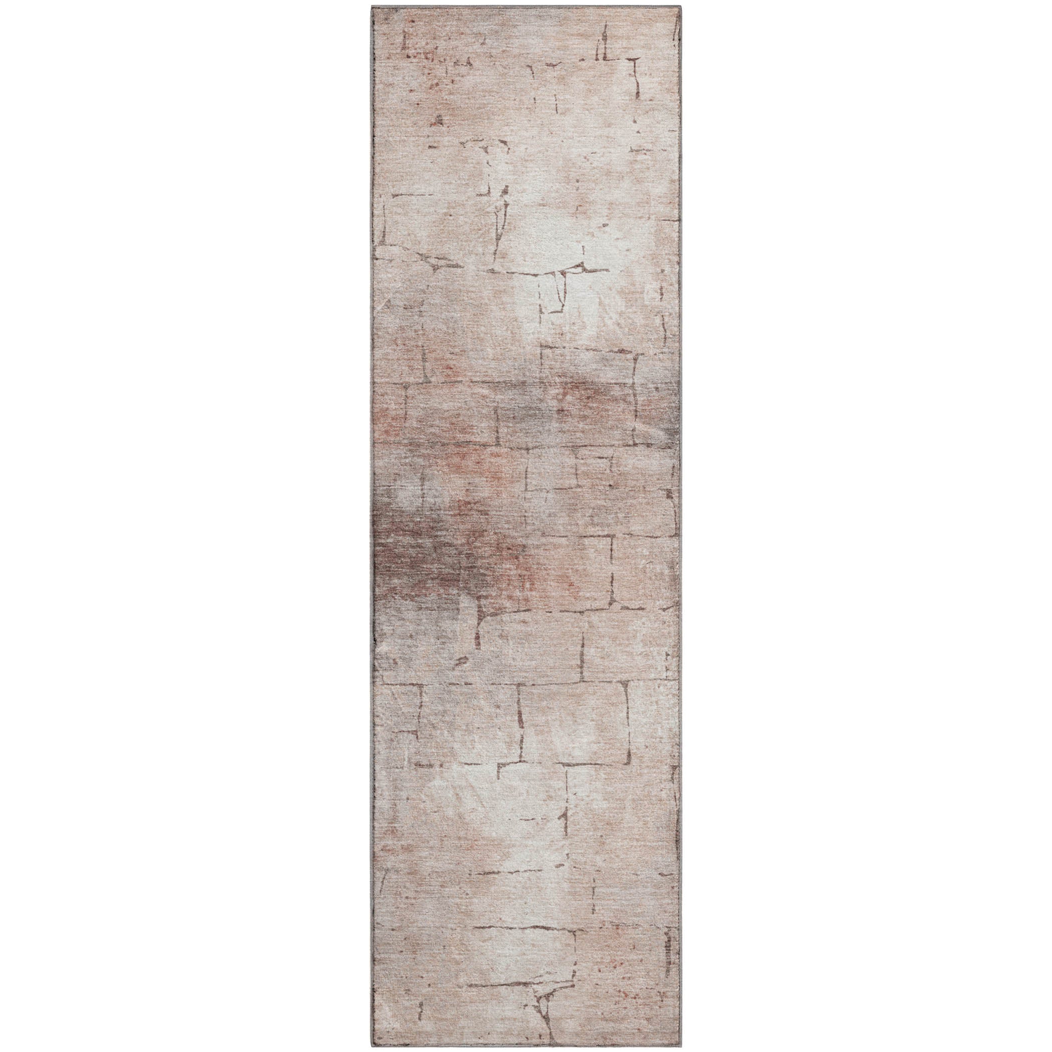 Queenstown Machine Washable Transitional Coral Orange Rug 2'3" x 7'6" #shape_Runner