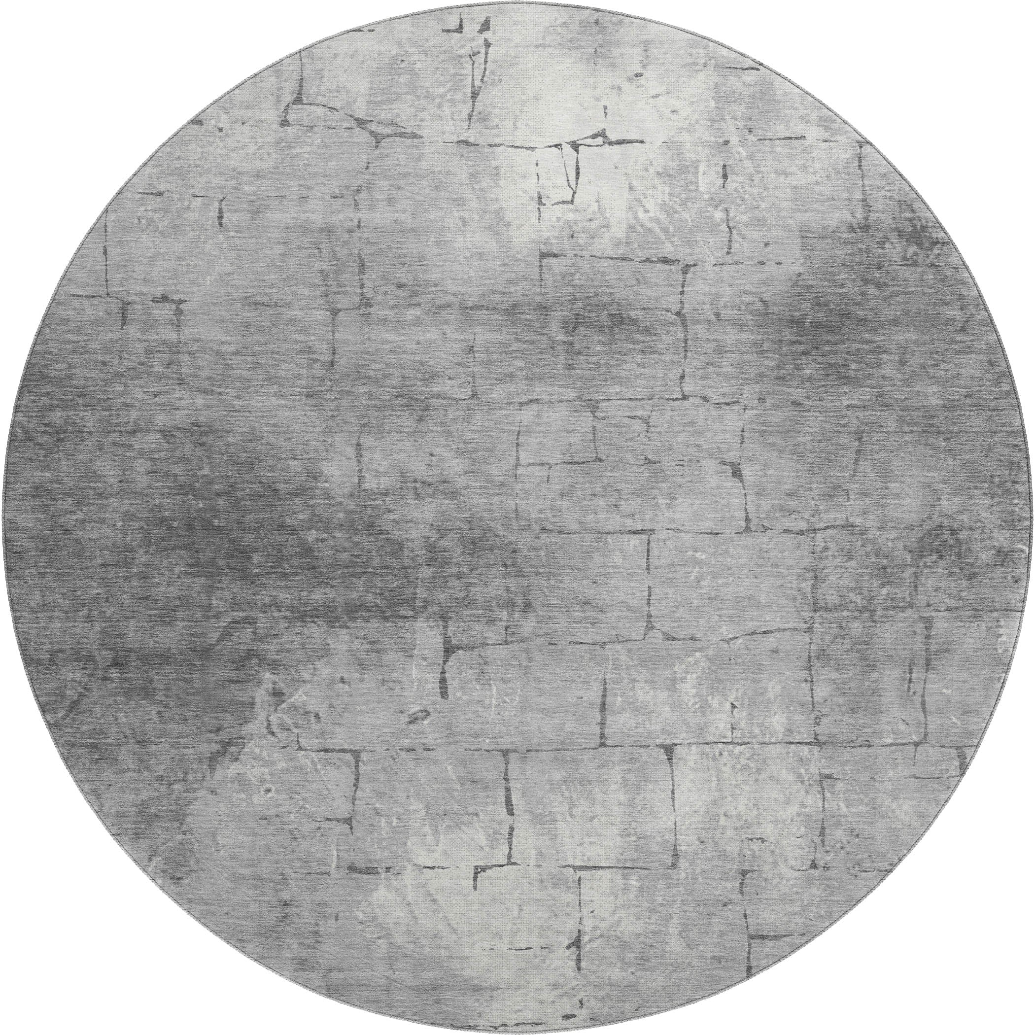 Queenstown Machine Washable Transitional Gray Rug 8' x 8' #shape_Round