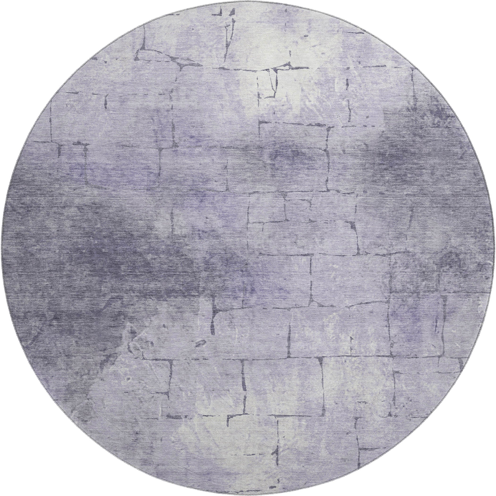 Queenstown Machine Washable Transitional Lavender Purple Rug 8' x 8' #shape_Round