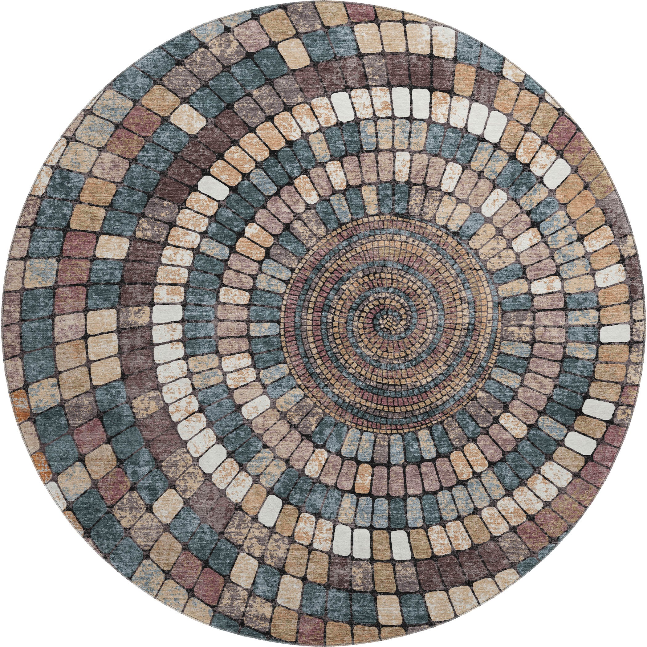 Siena Machine Washable Transitional Copper Orange Rug 8' x 8' #shape_Round