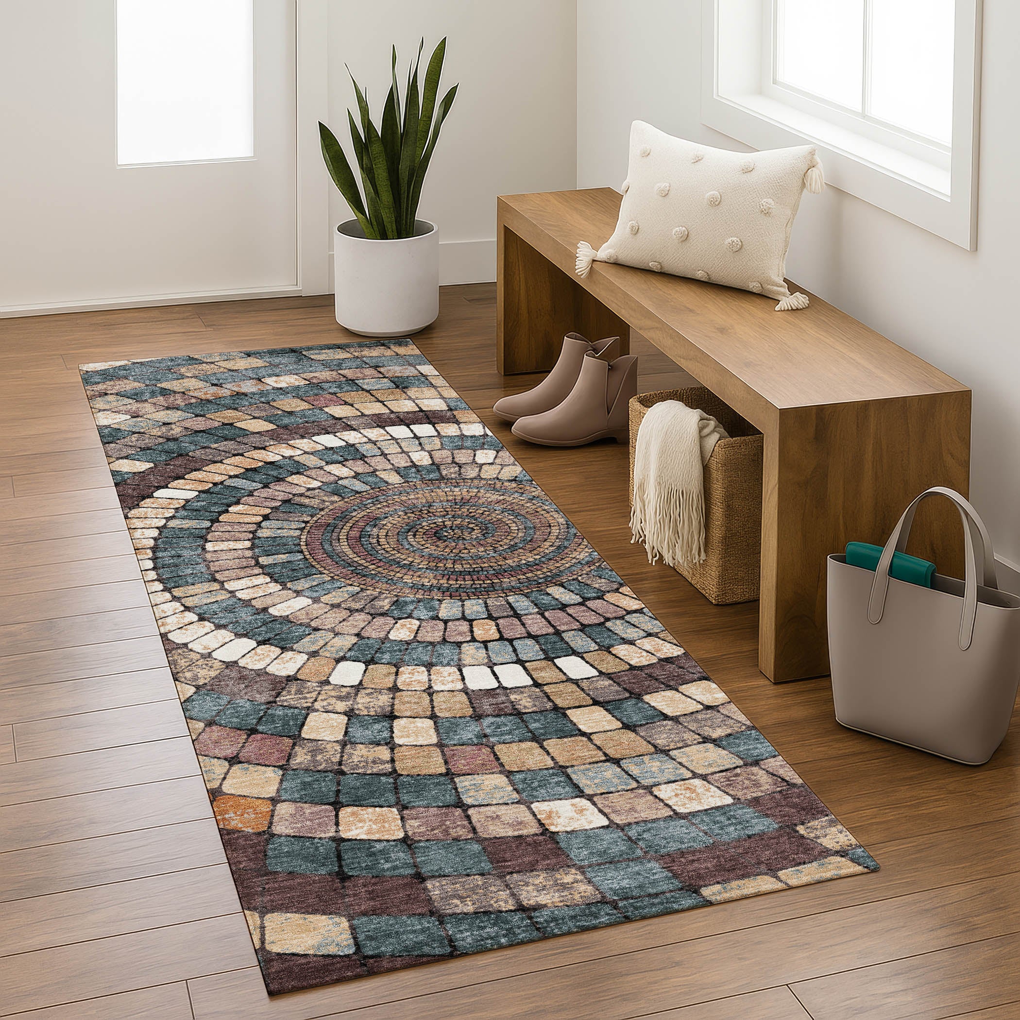 Siena Machine Washable Transitional Copper Orange Rug 2'3" x 7'6" #shape_Runner