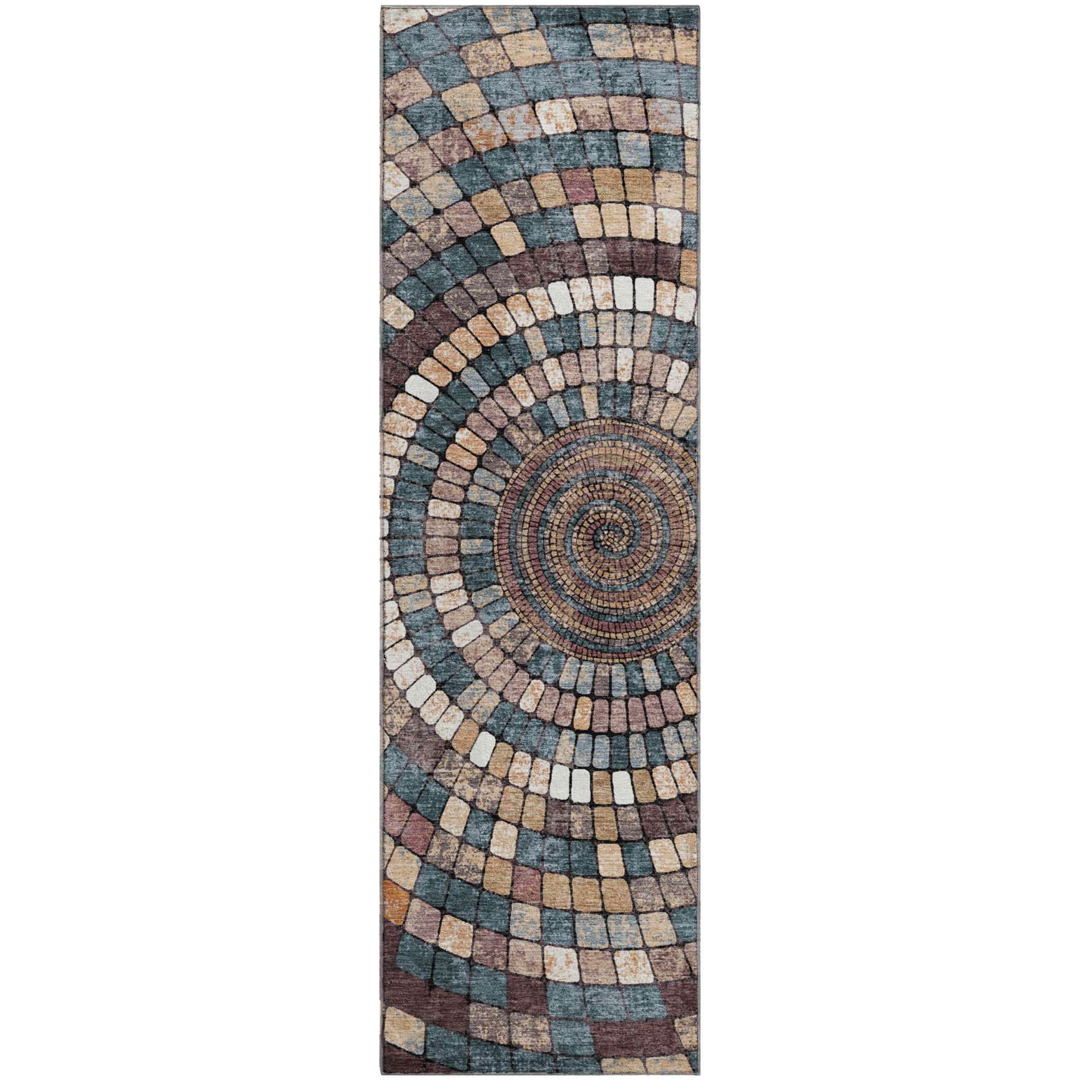 Siena Machine Washable Transitional Copper Orange Rug 2'3" x 7'6" #shape_Runner