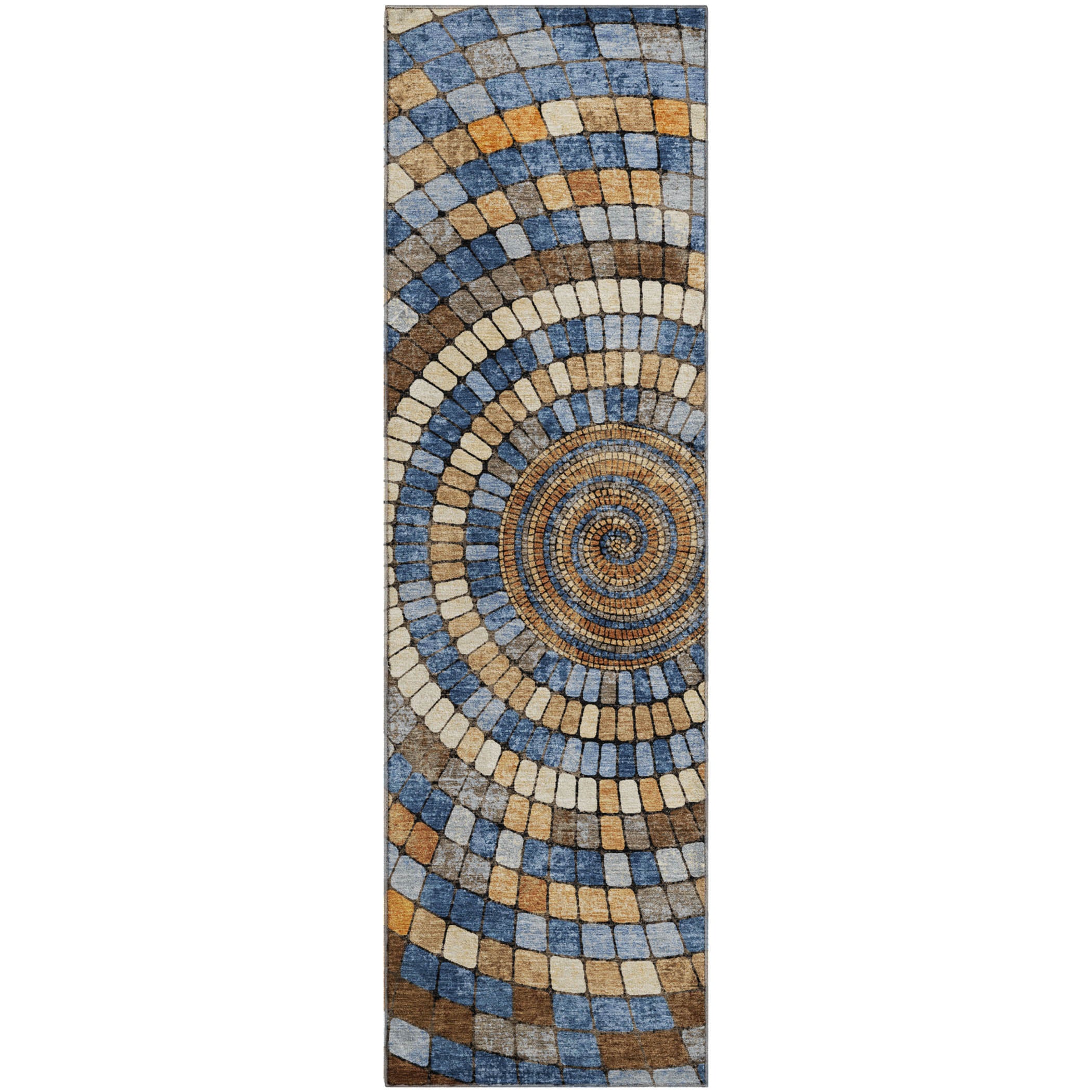 Siena Machine Washable Transitional Denim Blue Rug 2'3" x 7'6" #shape_Runner