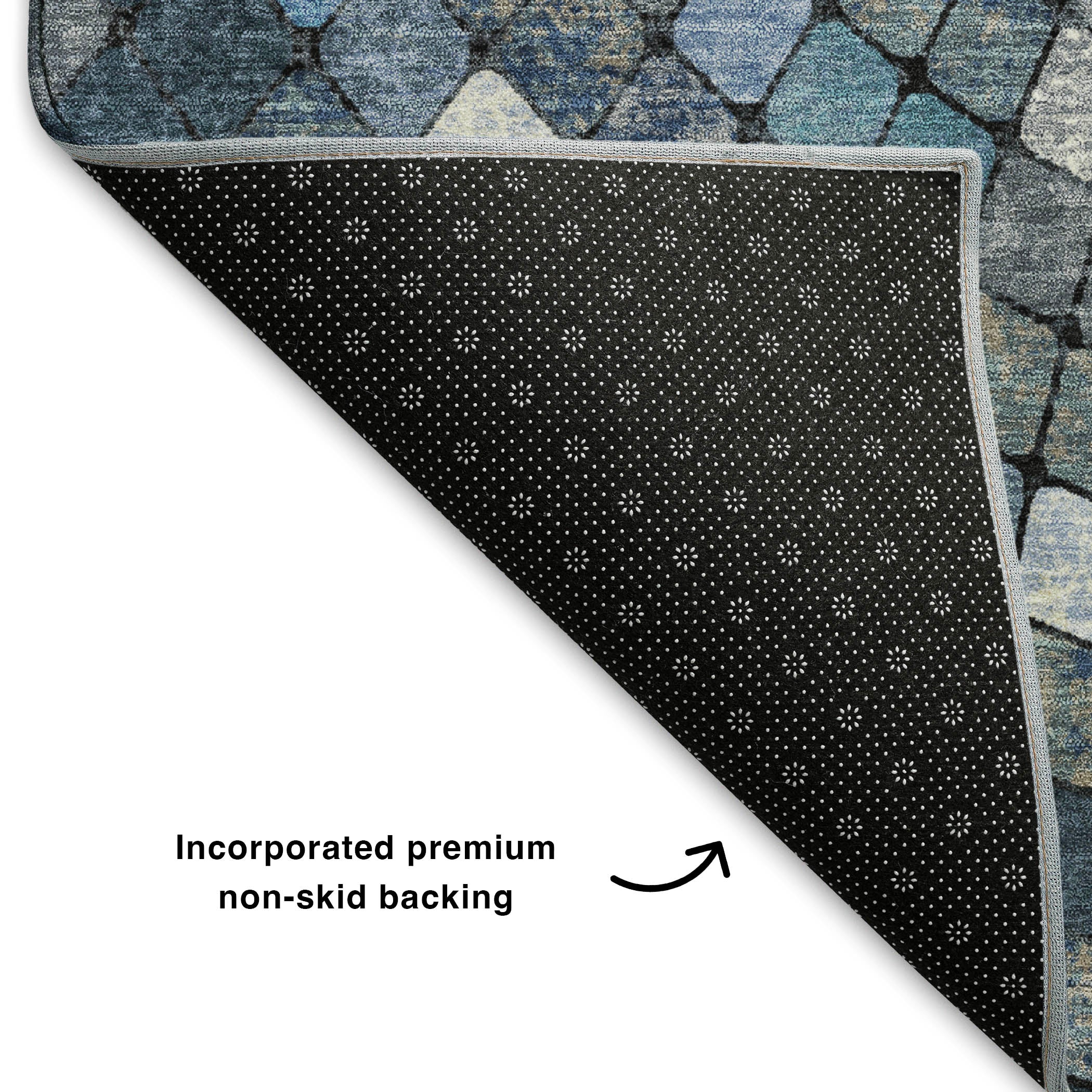 Siena Machine Washable Transitional Navy Blue Rug 1'8" x 2'6" #shape_Rectangle