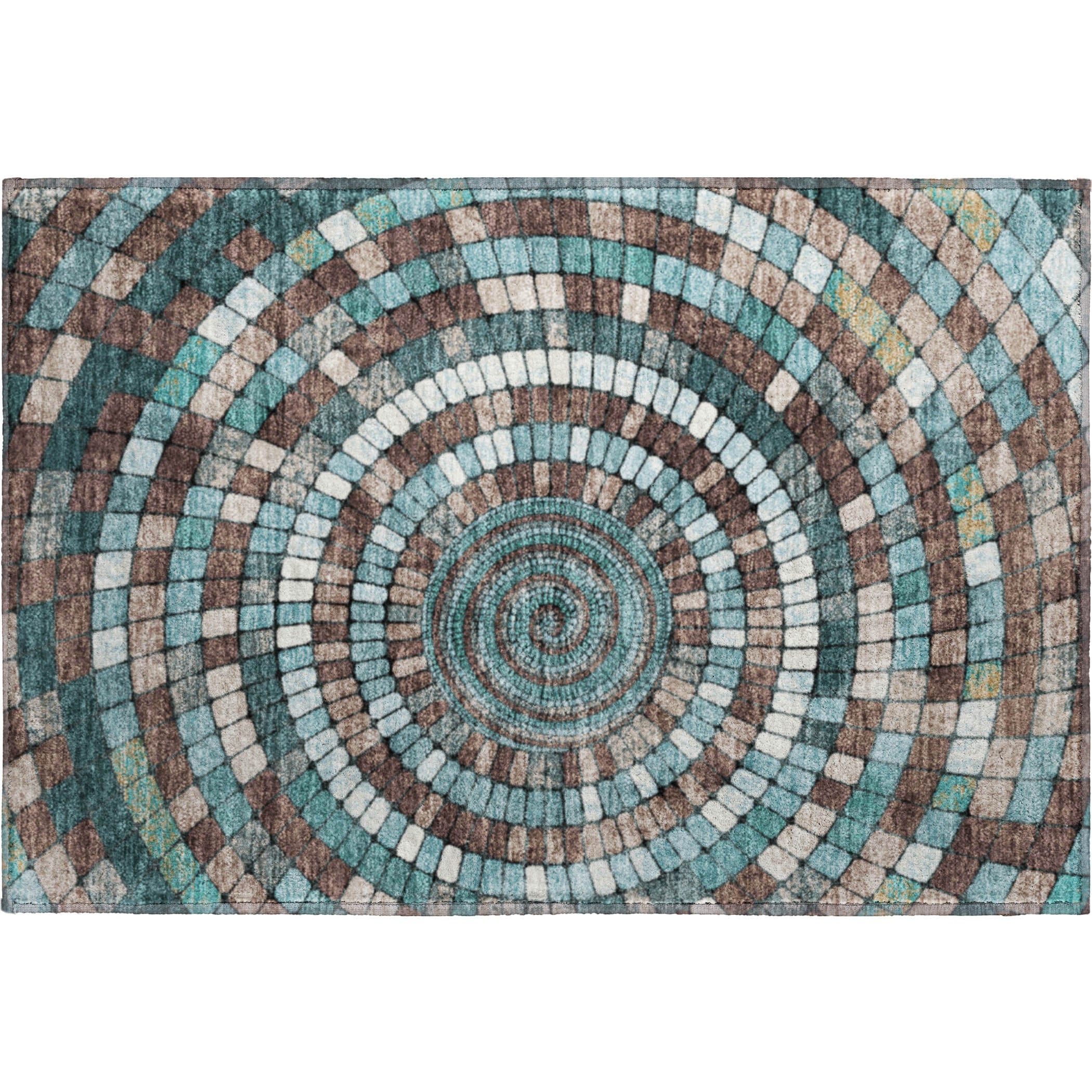 Siena Machine Washable Transitional Teal Rug 1'8" x 2'6" #shape_Rectangle