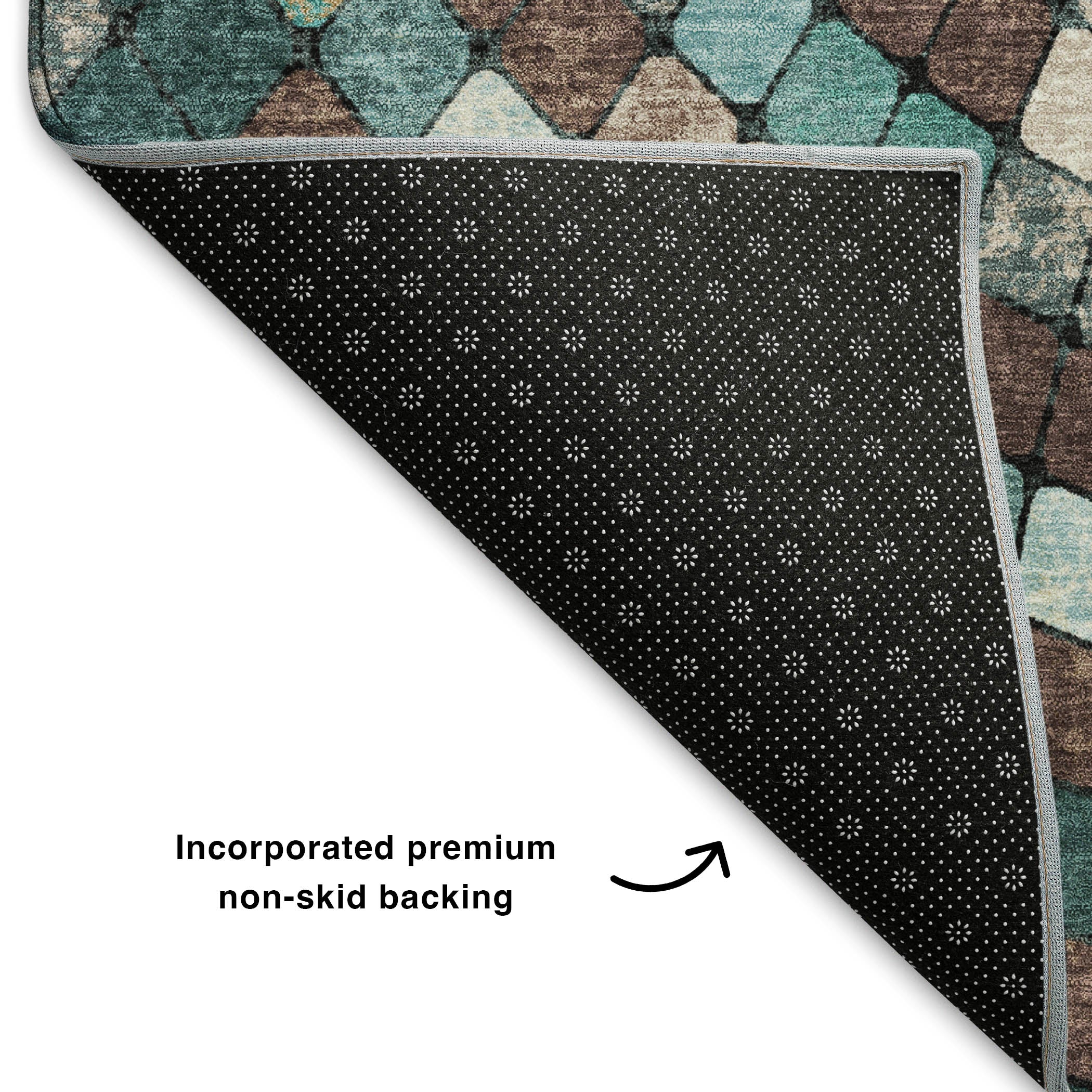 Siena Machine Washable Transitional Teal Rug 1'8" x 2'6" #shape_Rectangle