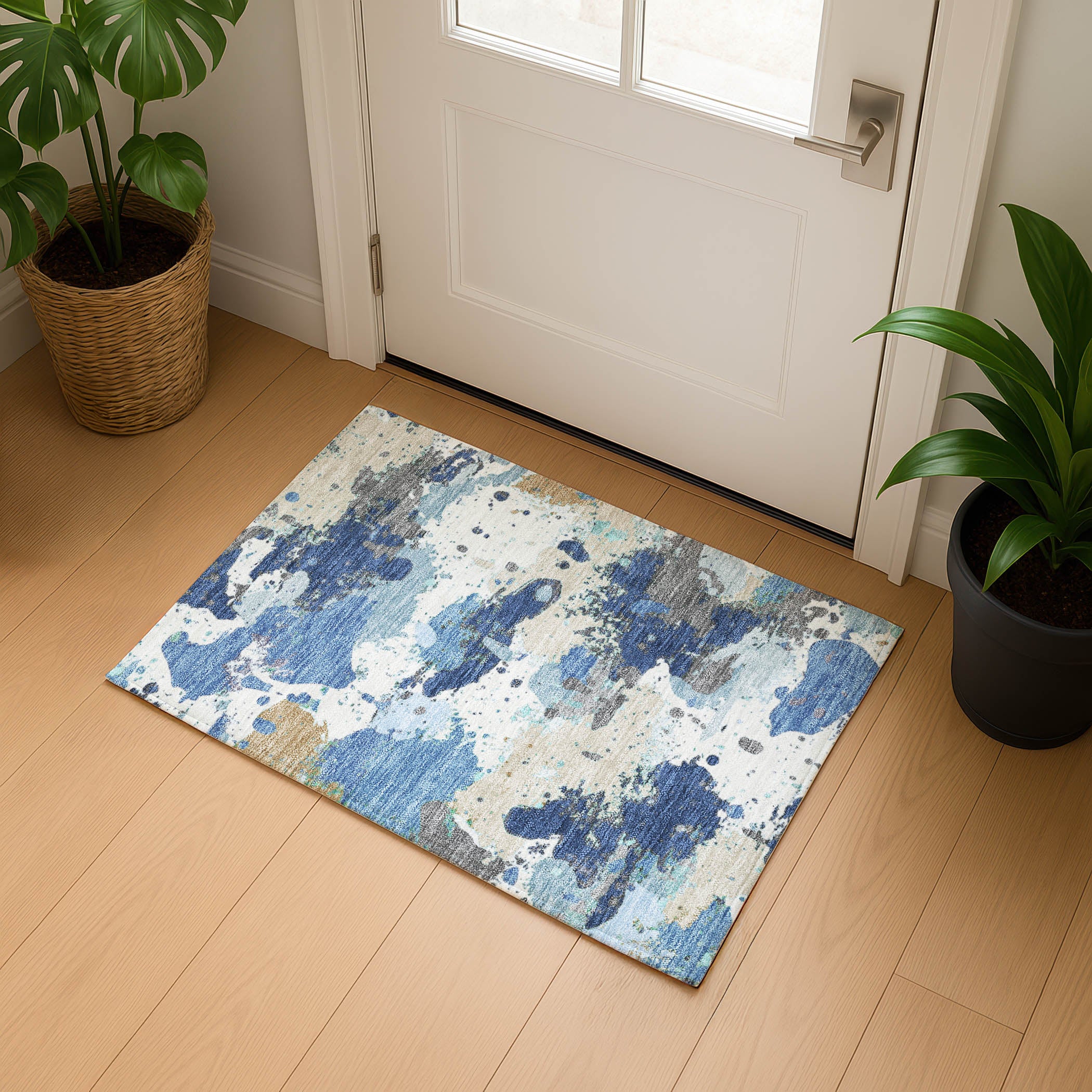 Marrakech Machine Washable Transitional Denim Blue Rug 1'8" x 2'6" #shape_Rectangle
