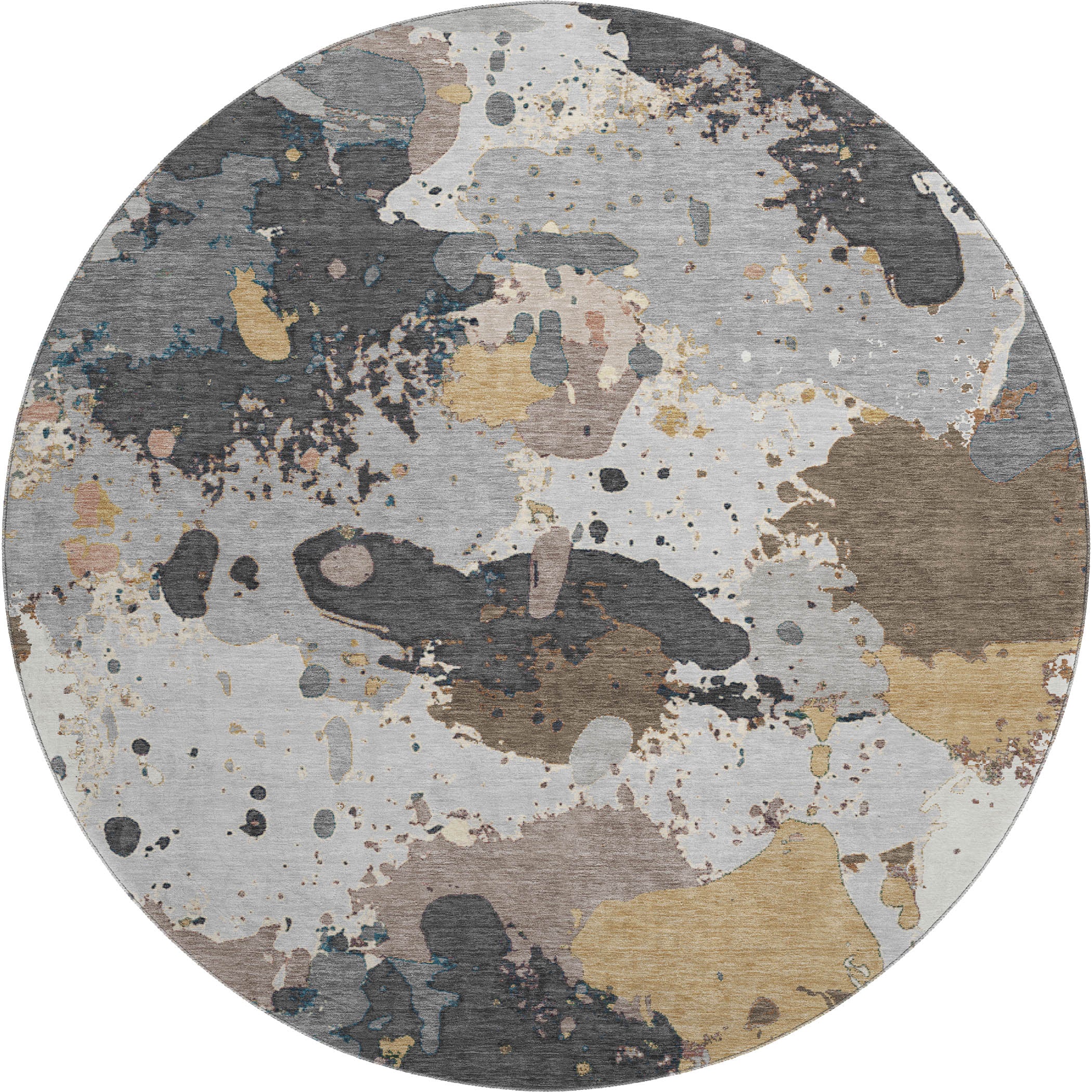 Marrakech Machine Washable Transitional Gray Rug 8' x 8' #shape_Round