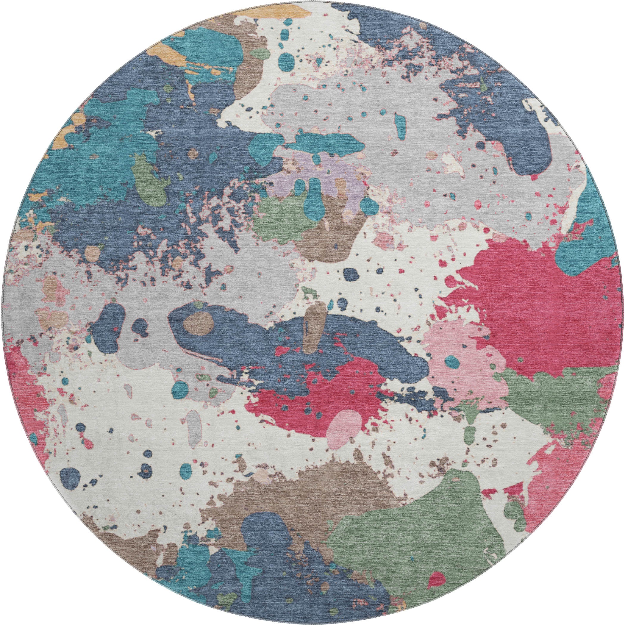 Marrakech Machine Washable Transitional Ivory Rug 8' x 8' #shape_Round