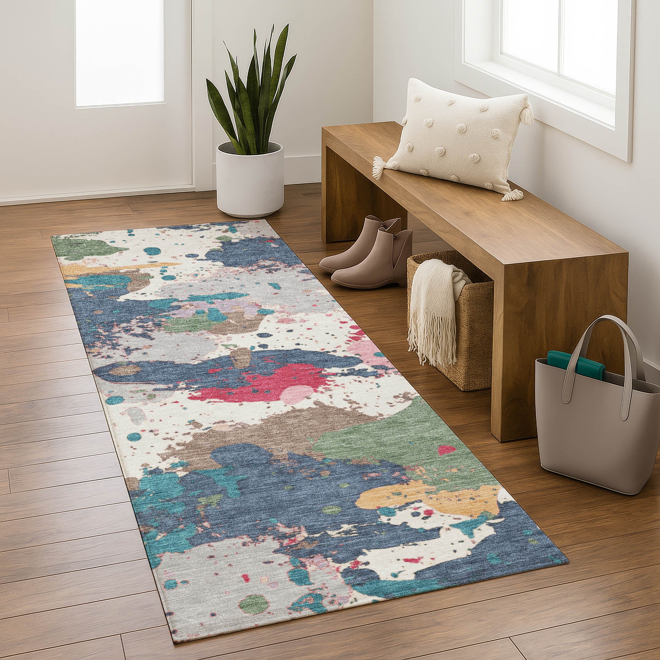 Marrakech Machine Washable Transitional Ivory Rug 2'3" x 7'6" #shape_Runner