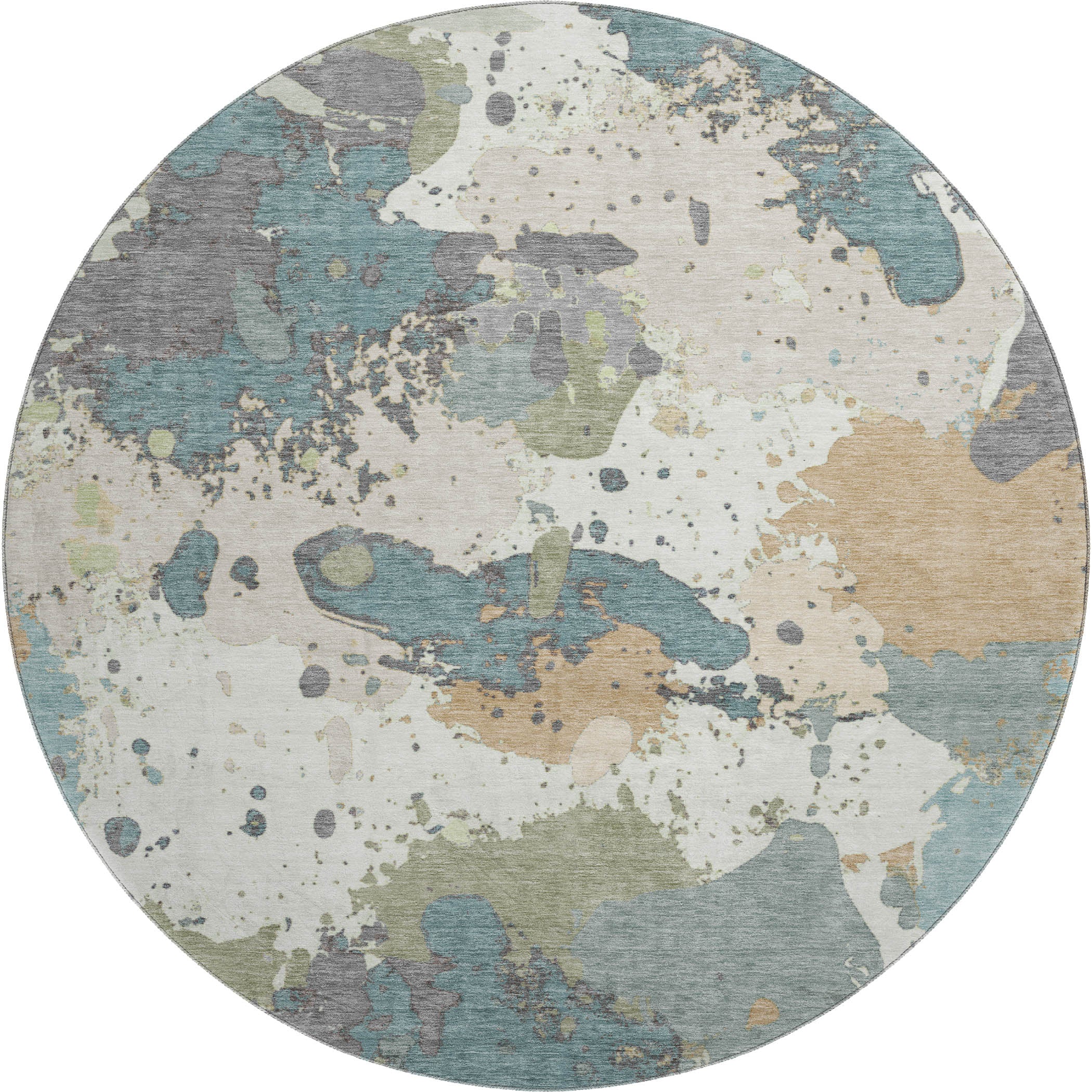 Marrakech Machine Washable Transitional Seafoam Blue Rug 8' x 8' #shape_Round