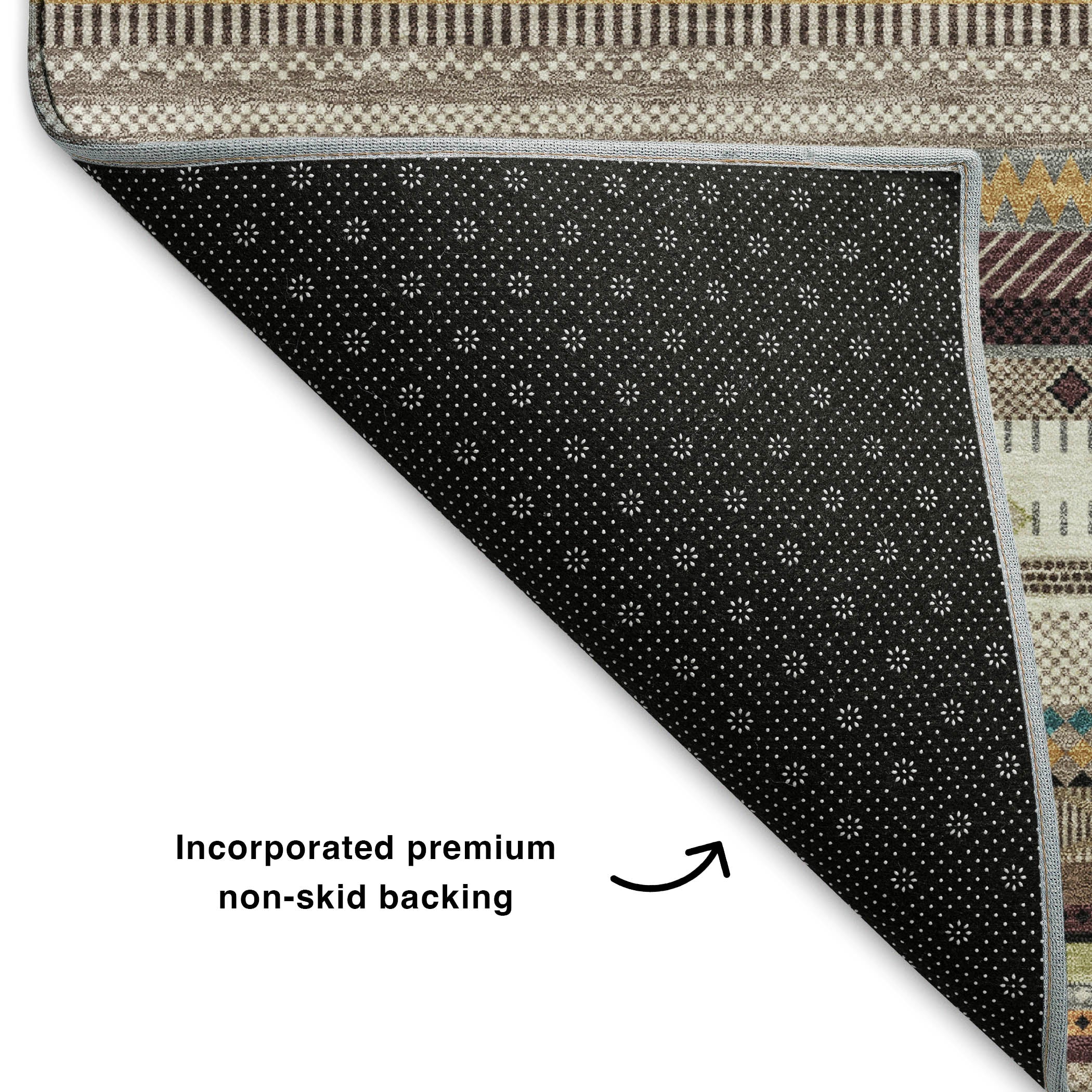 Lisbon Machine Washable Transitional Brown Rug 1'8" x 2'6" #shape_Rectangle