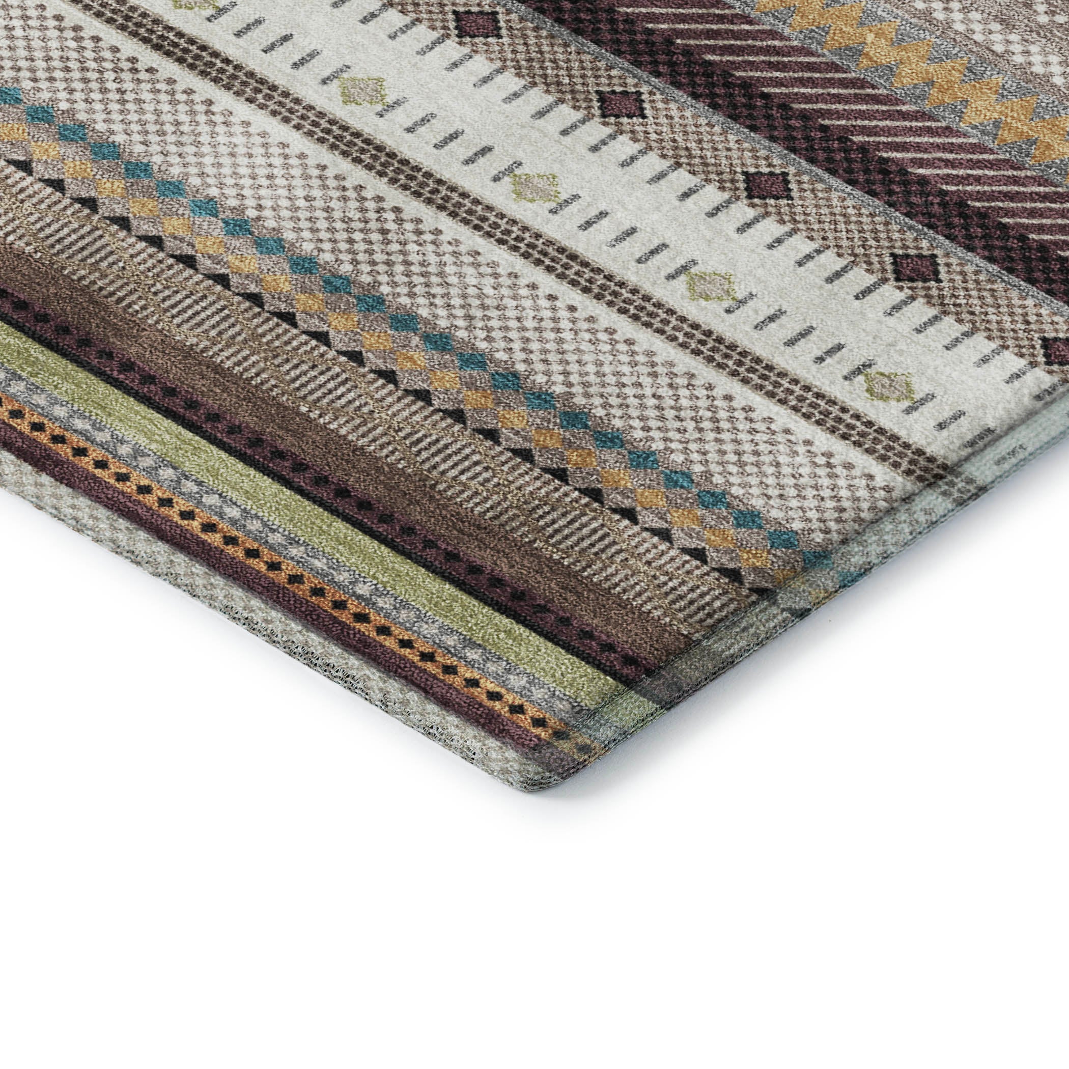 Lisbon Machine Washable Transitional Brown Rug 1'8" x 2'6" #shape_Rectangle