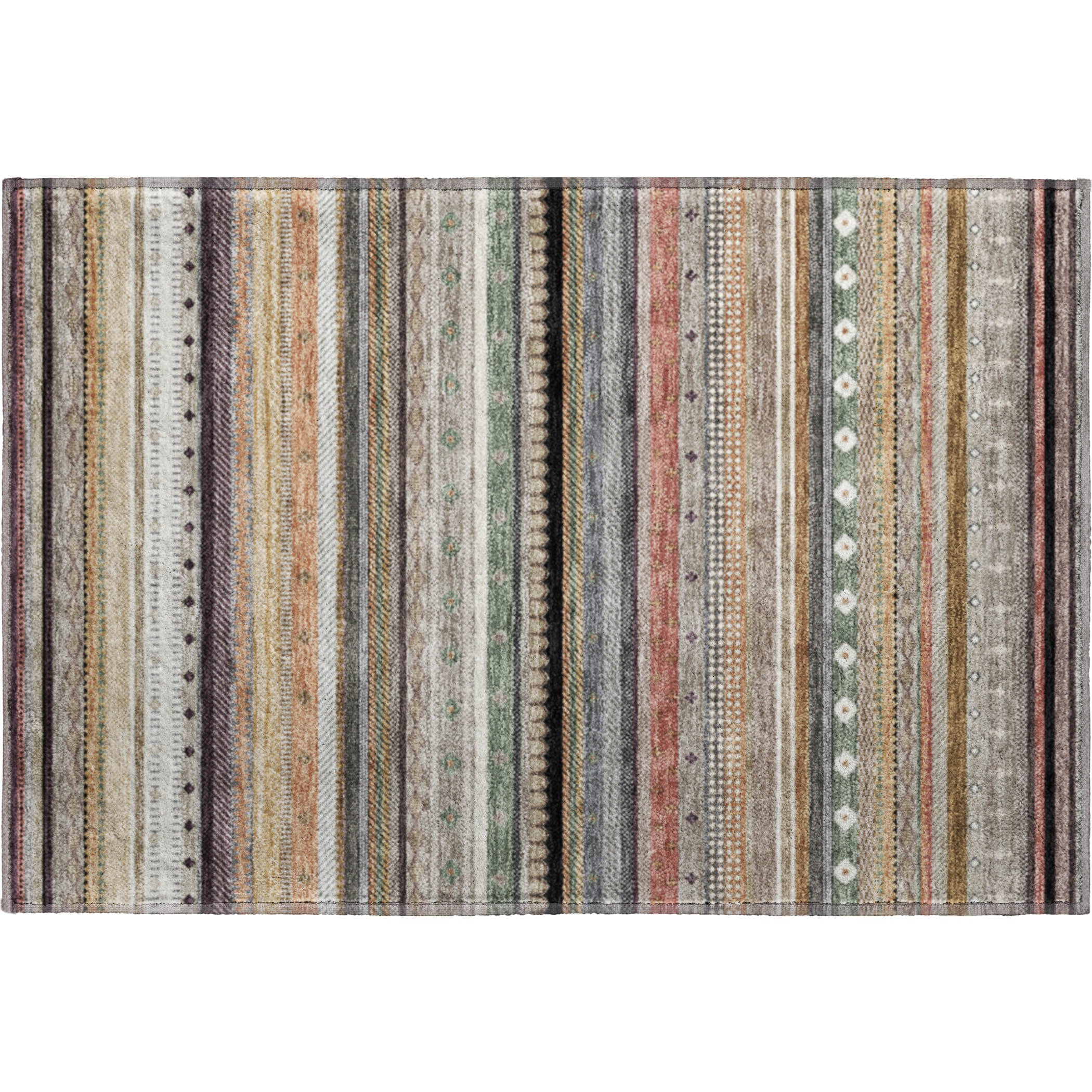 Lisbon Machine Washable Transitional Khaki Brown Rug 1'8" x 2'6" #shape_Rectangle