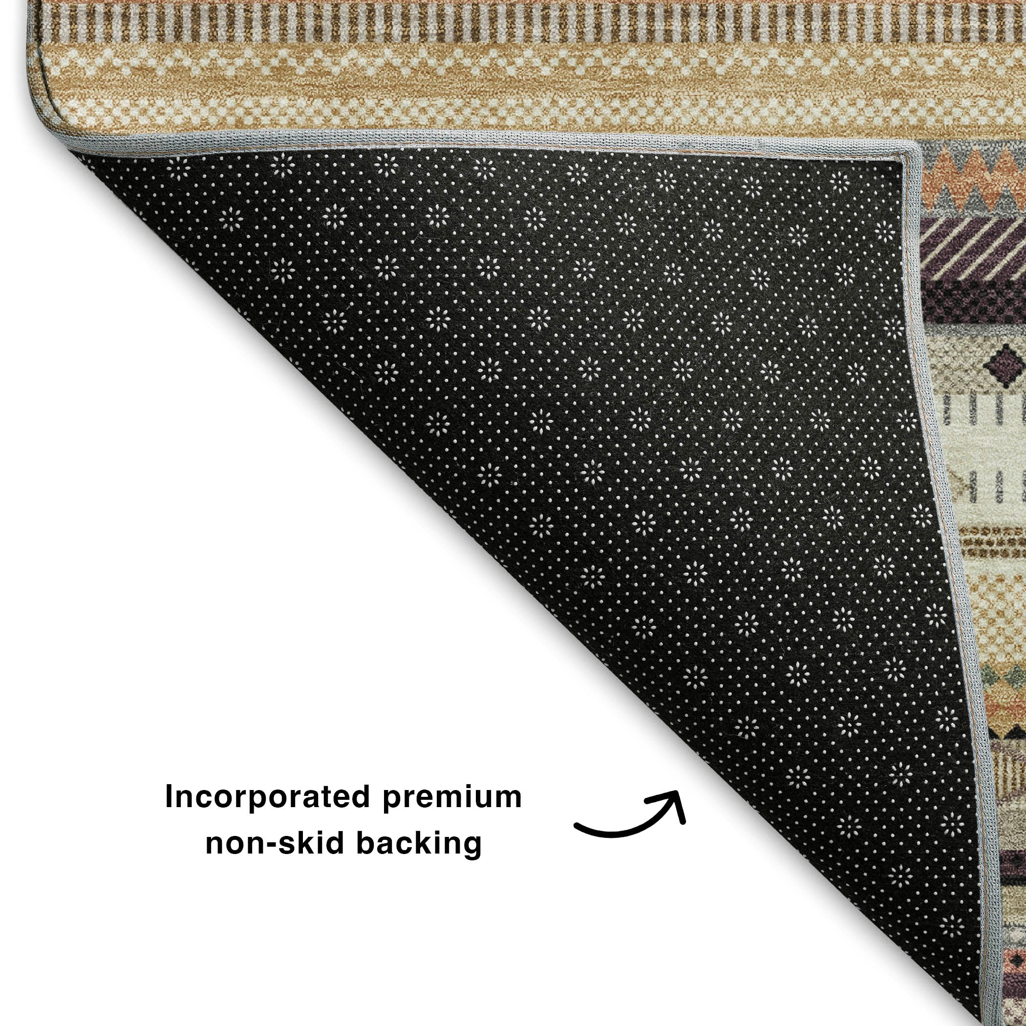 Lisbon Machine Washable Transitional Khaki Brown Rug 1'8" x 2'6" #shape_Rectangle