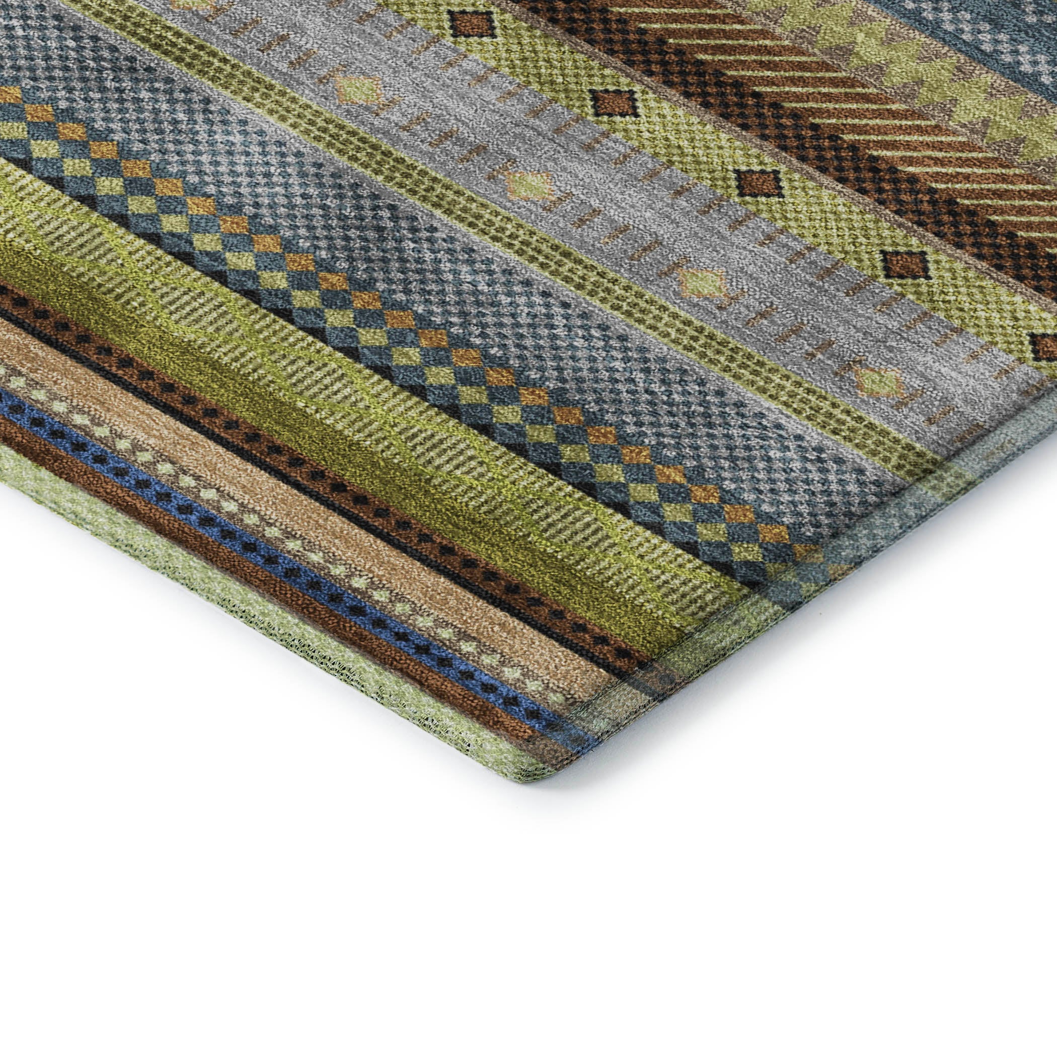 Lisbon Machine Washable Transitional Olive Green Rug 1'8" x 2'6" #shape_Rectangle