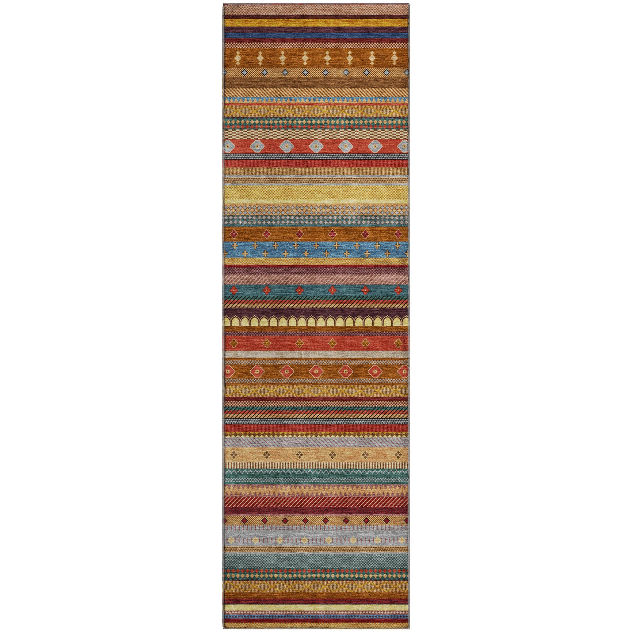 Lisbon Machine Washable Transitional Paprika Orange Rug 2'3" x 7'6" #shape_Runner