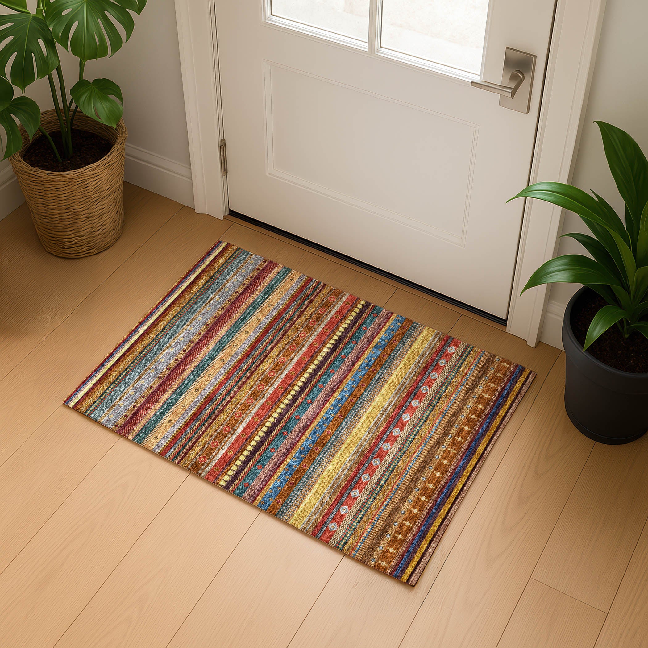 Lisbon Machine Washable Transitional Paprika Orange Rug 1'8" x 2'6" #shape_Rectangle