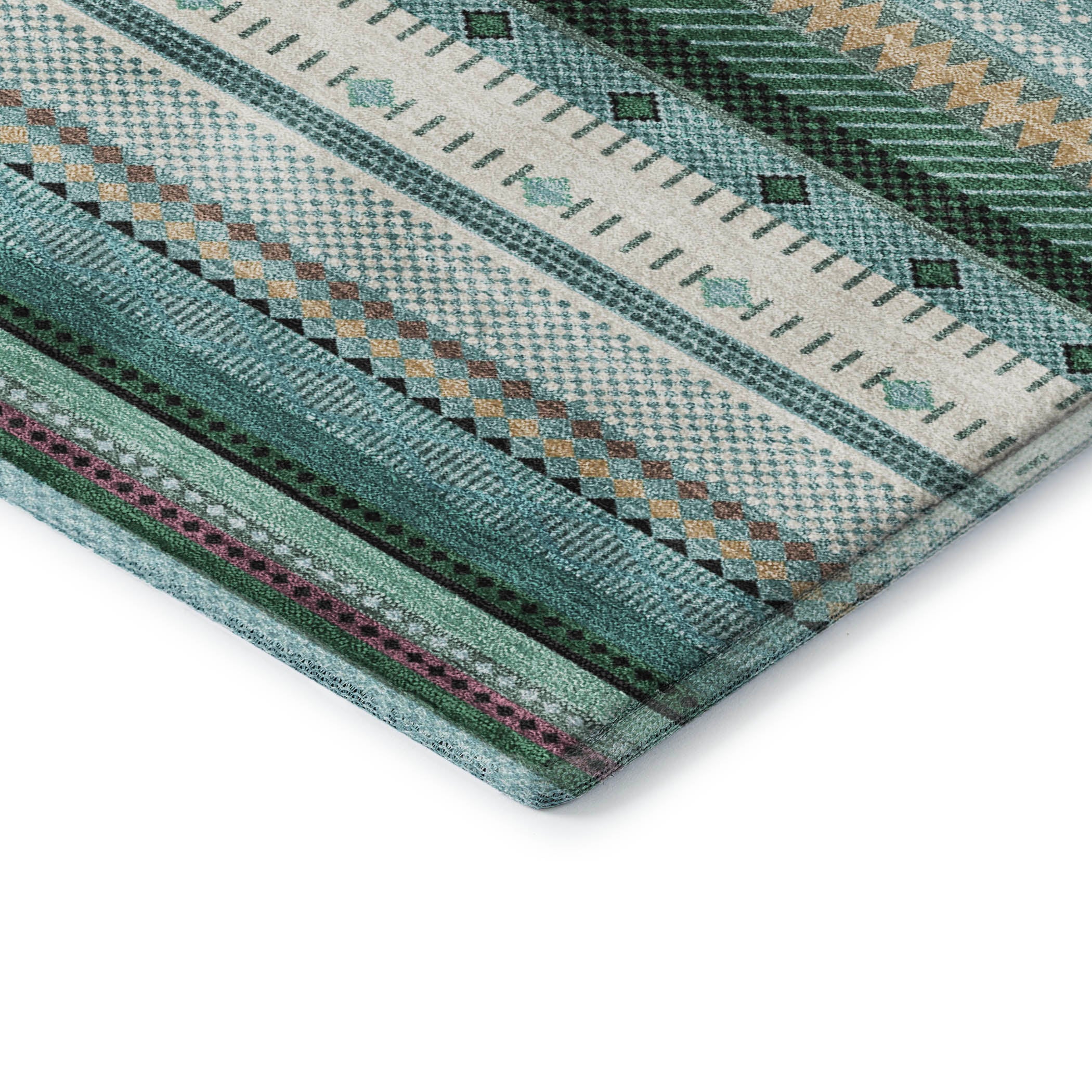 Lisbon Machine Washable Transitional Teal Rug 1'8" x 2'6" #shape_Rectangle