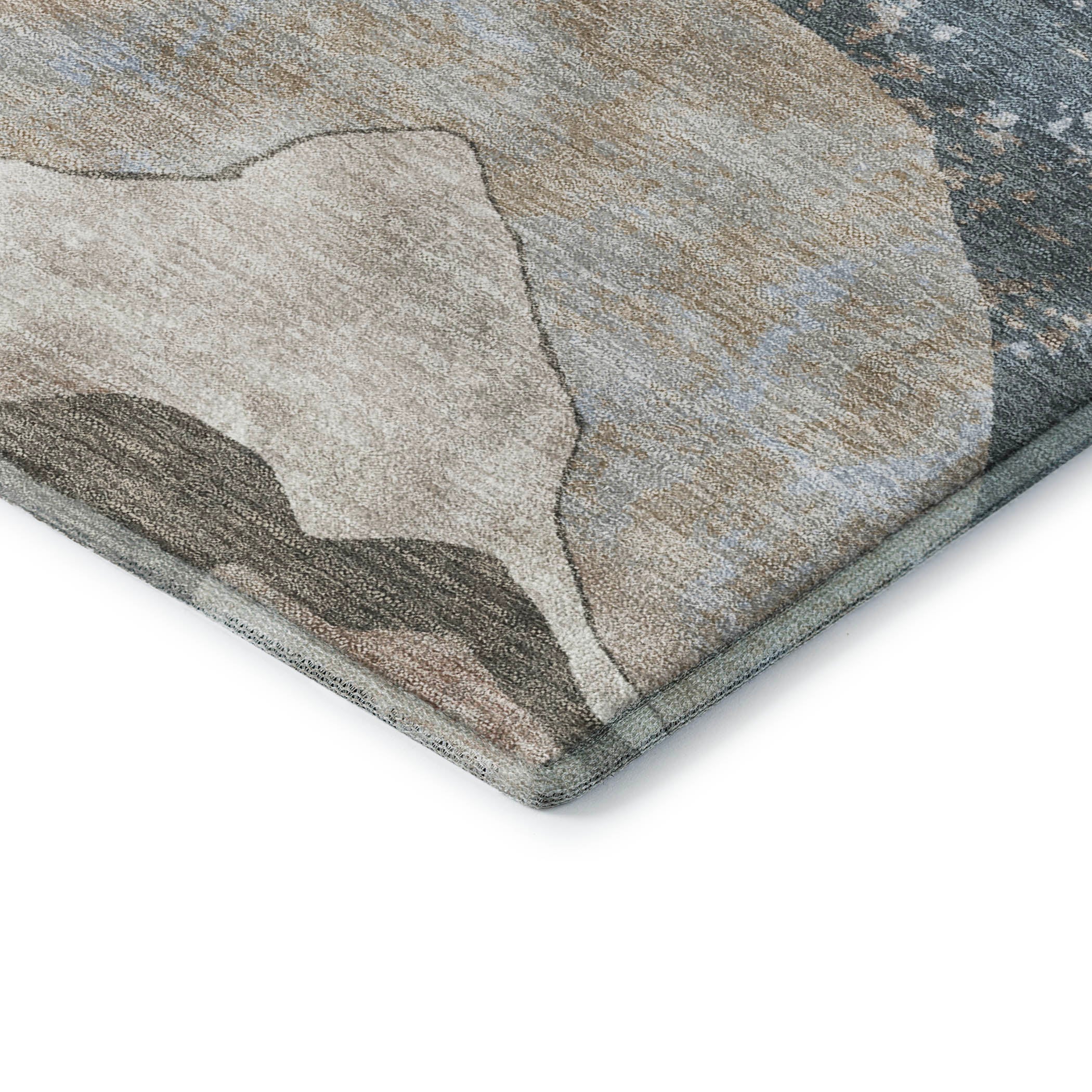Split Machine Washable Transitional Beige Brown Rug 1'8" x 2'6" #shape_Rectangle