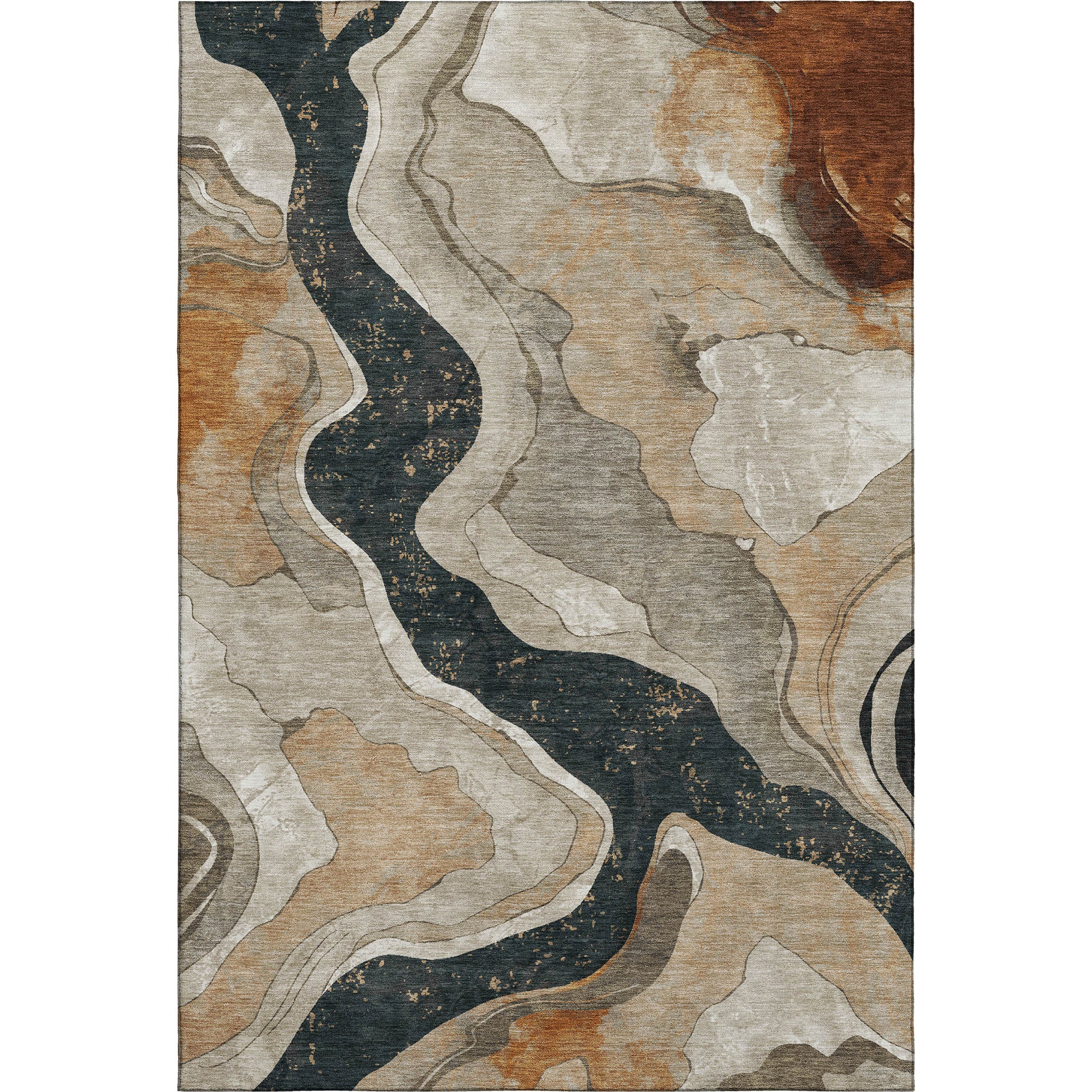 Split Machine Washable Transitional Putty Ivory Rug 2'6" x 3'10" #shape_Rectangle
