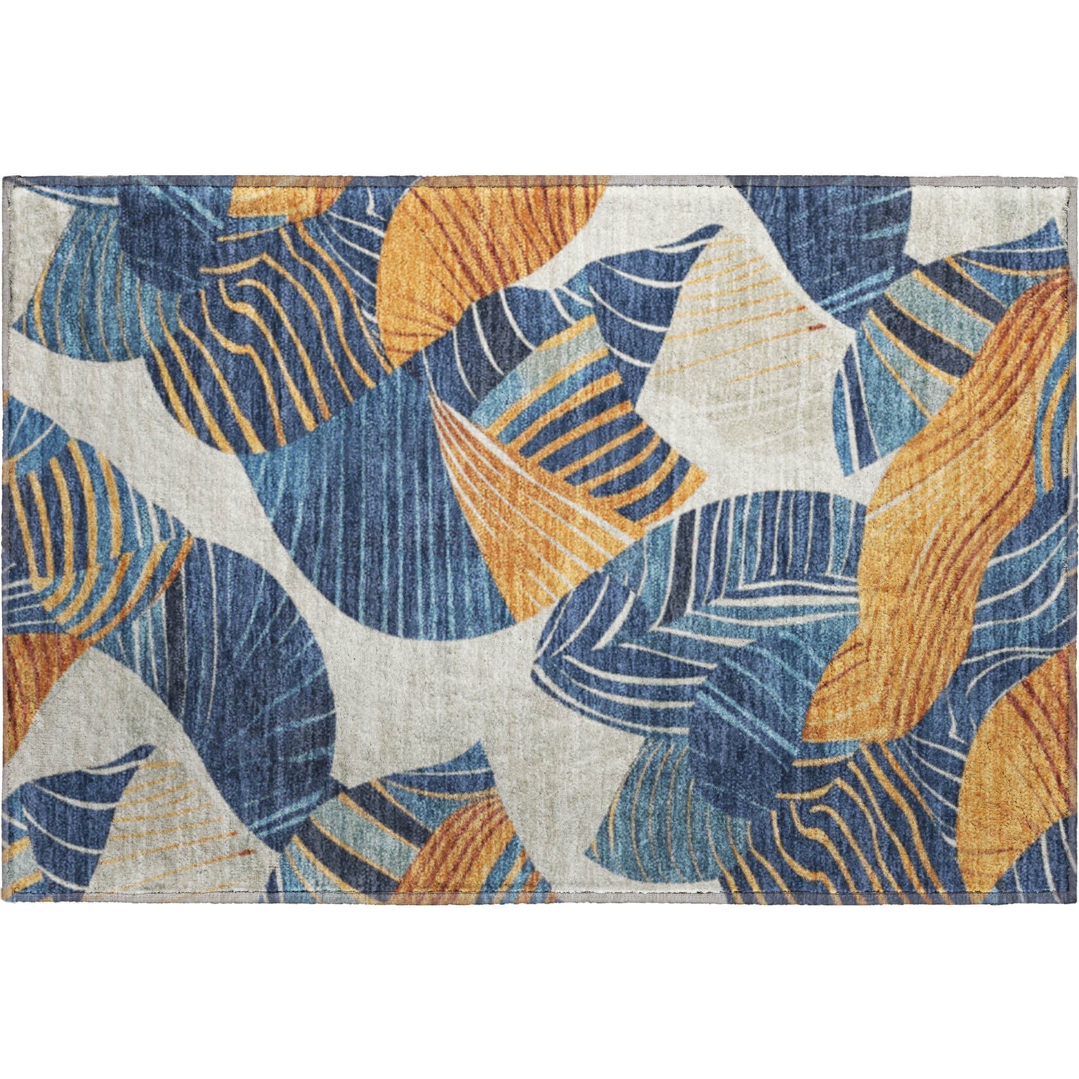 Colombo Machine Washable Transitional Navy Blue Rug 1'8" x 2'6" #shape_Rectangle