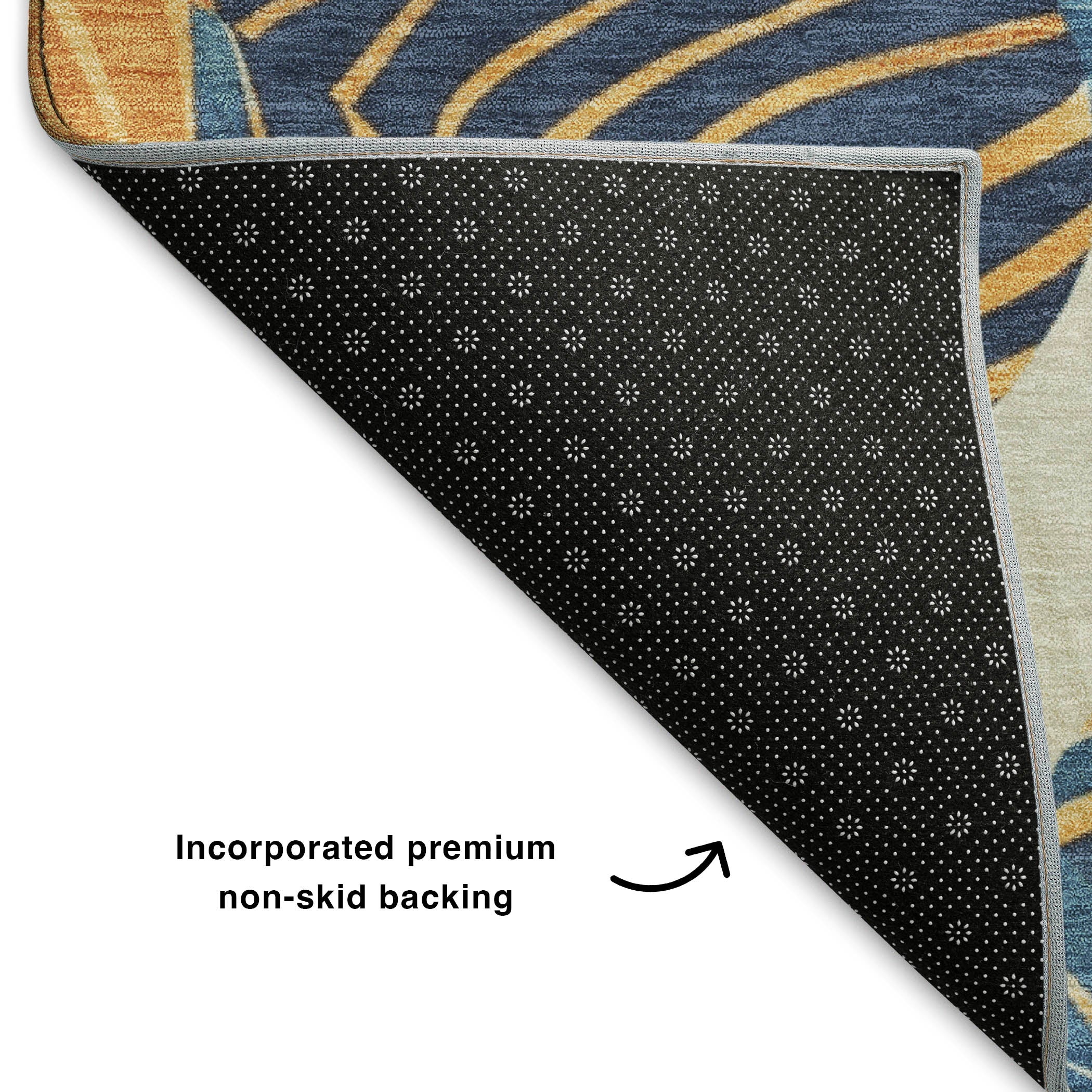 Colombo Machine Washable Transitional Navy Blue Rug 1'8" x 2'6" #shape_Rectangle