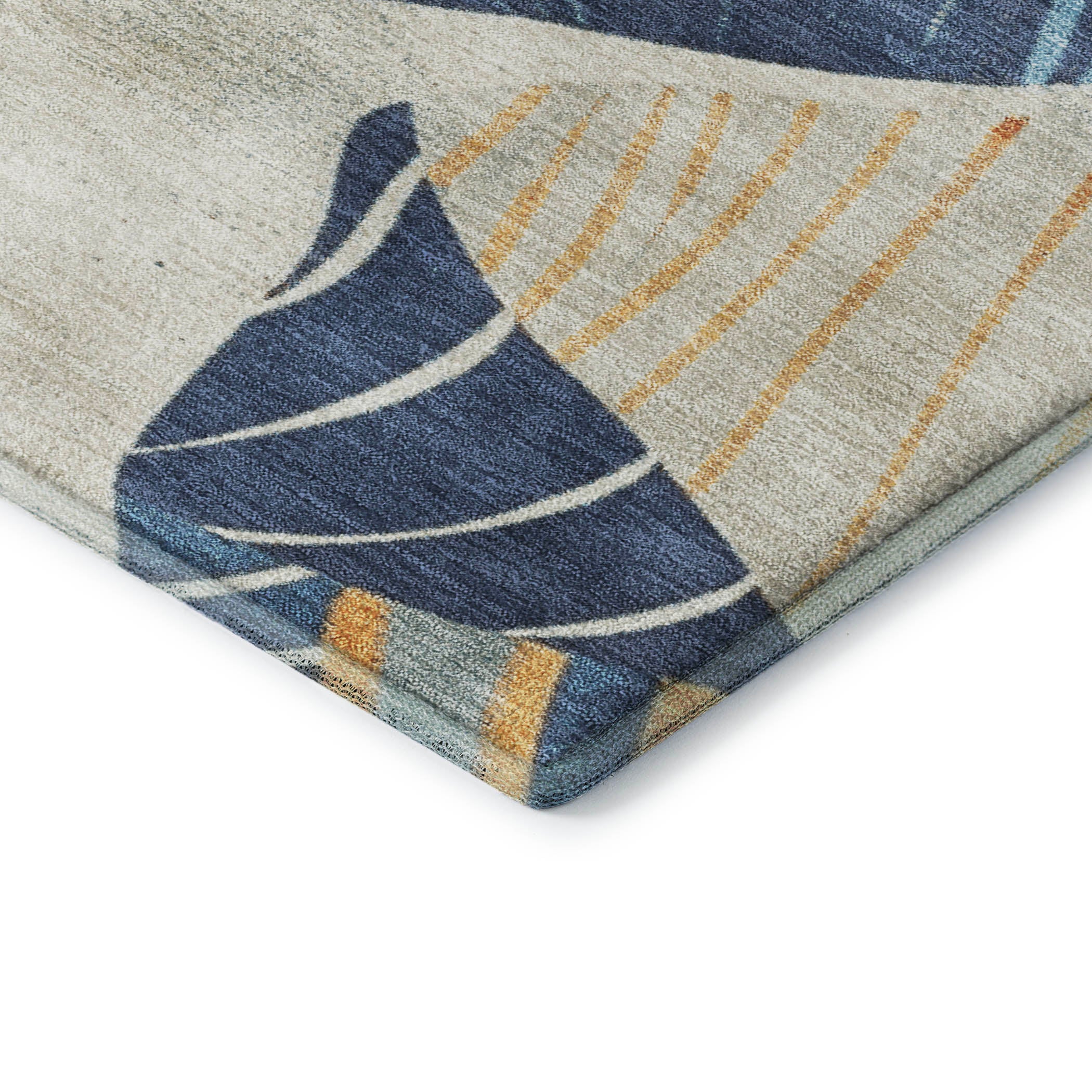 Colombo Machine Washable Transitional Navy Blue Rug 1'8" x 2'6" #shape_Rectangle