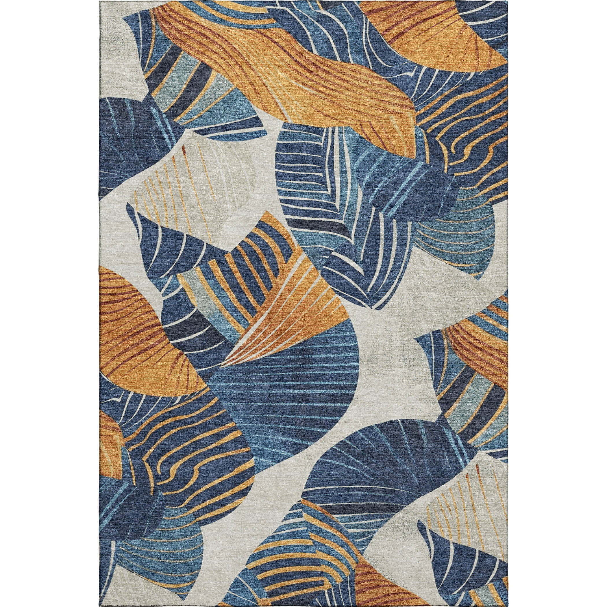 Colombo Machine Washable Transitional Navy Blue Rug 2'6" x 3'10" #shape_Rectangle