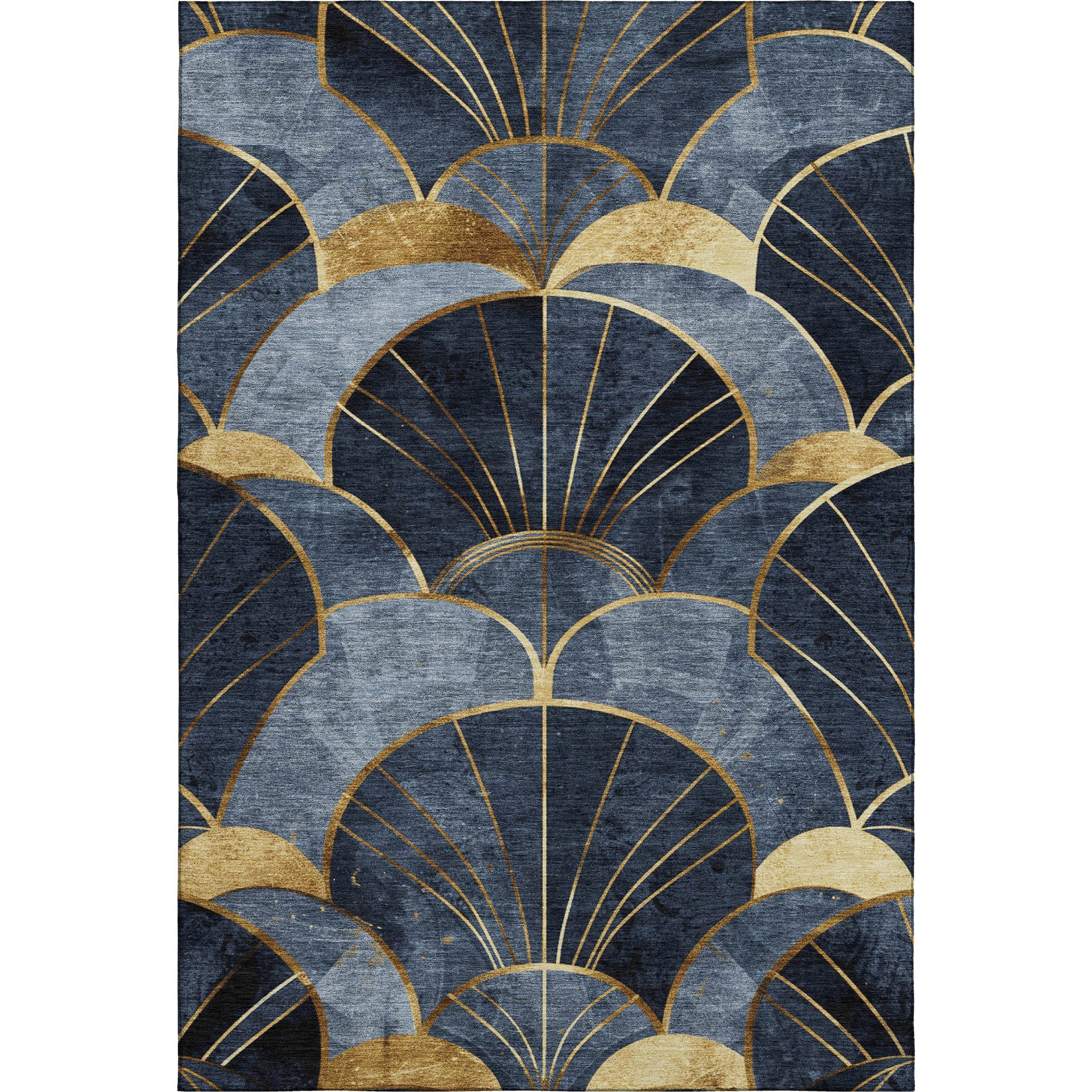 Santorini Machine Washable Transitional Navy Blue Rug 2'6" x 3'10" #shape_Rectangle