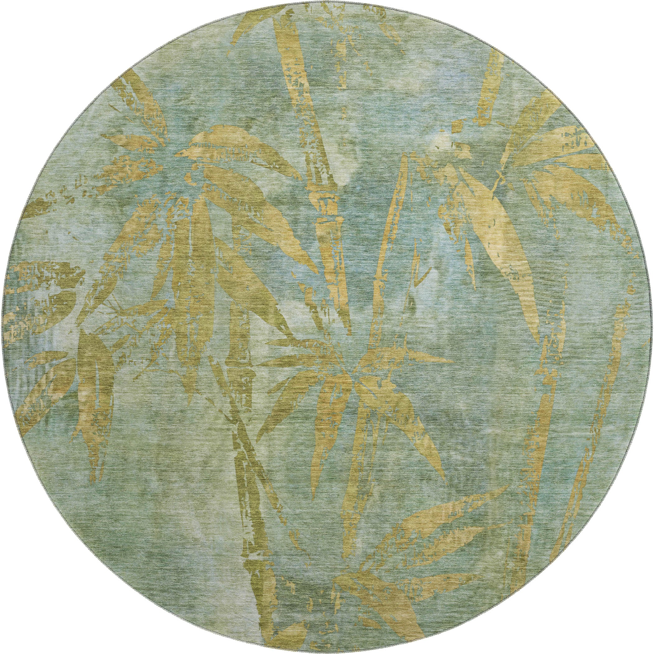 Vienna Machine Washable Transitional Aloe Green Rug 8' x 8' #shape_Round