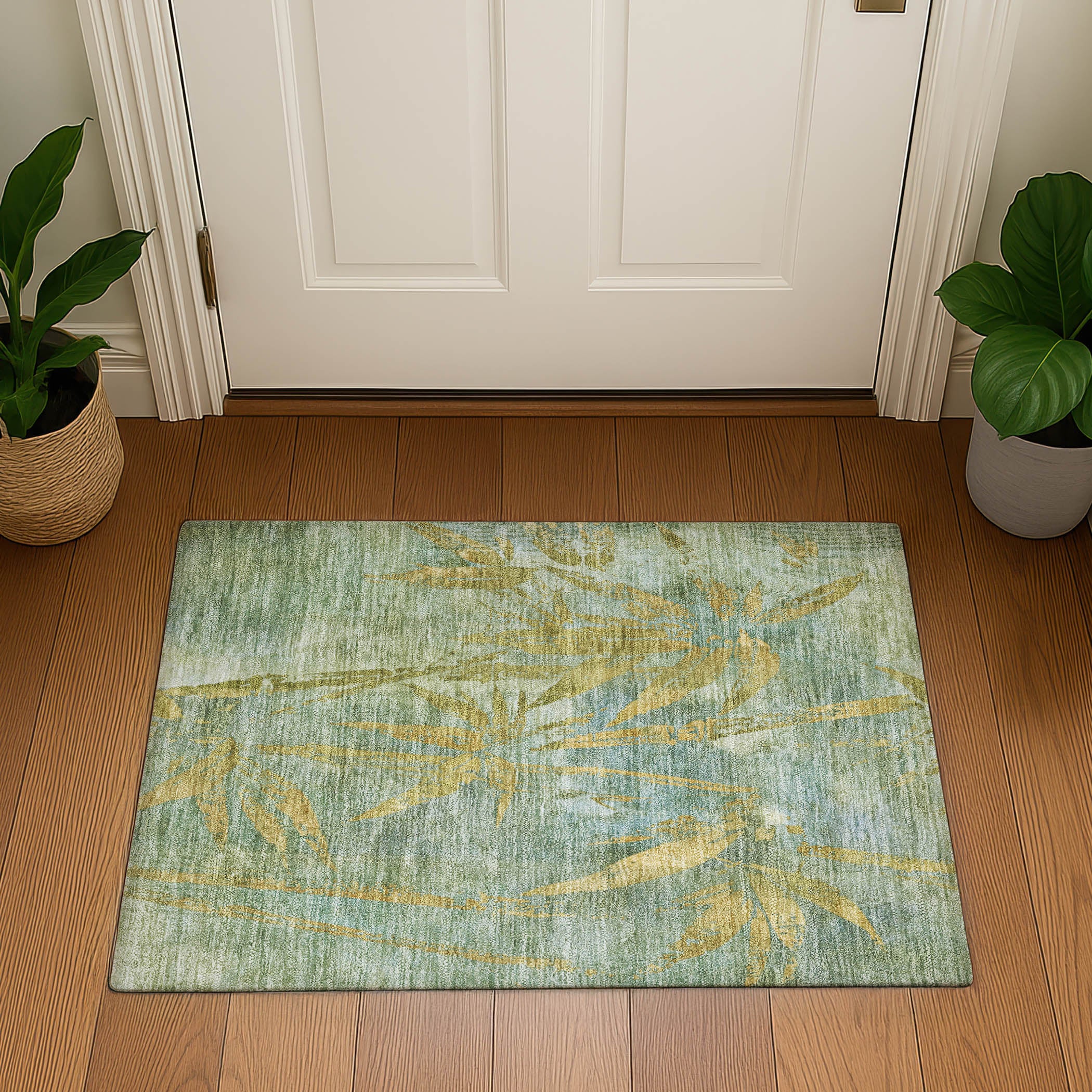 Vienna Machine Washable Transitional Aloe Green Rug 1'8" x 2'6" #shape_Rectangle