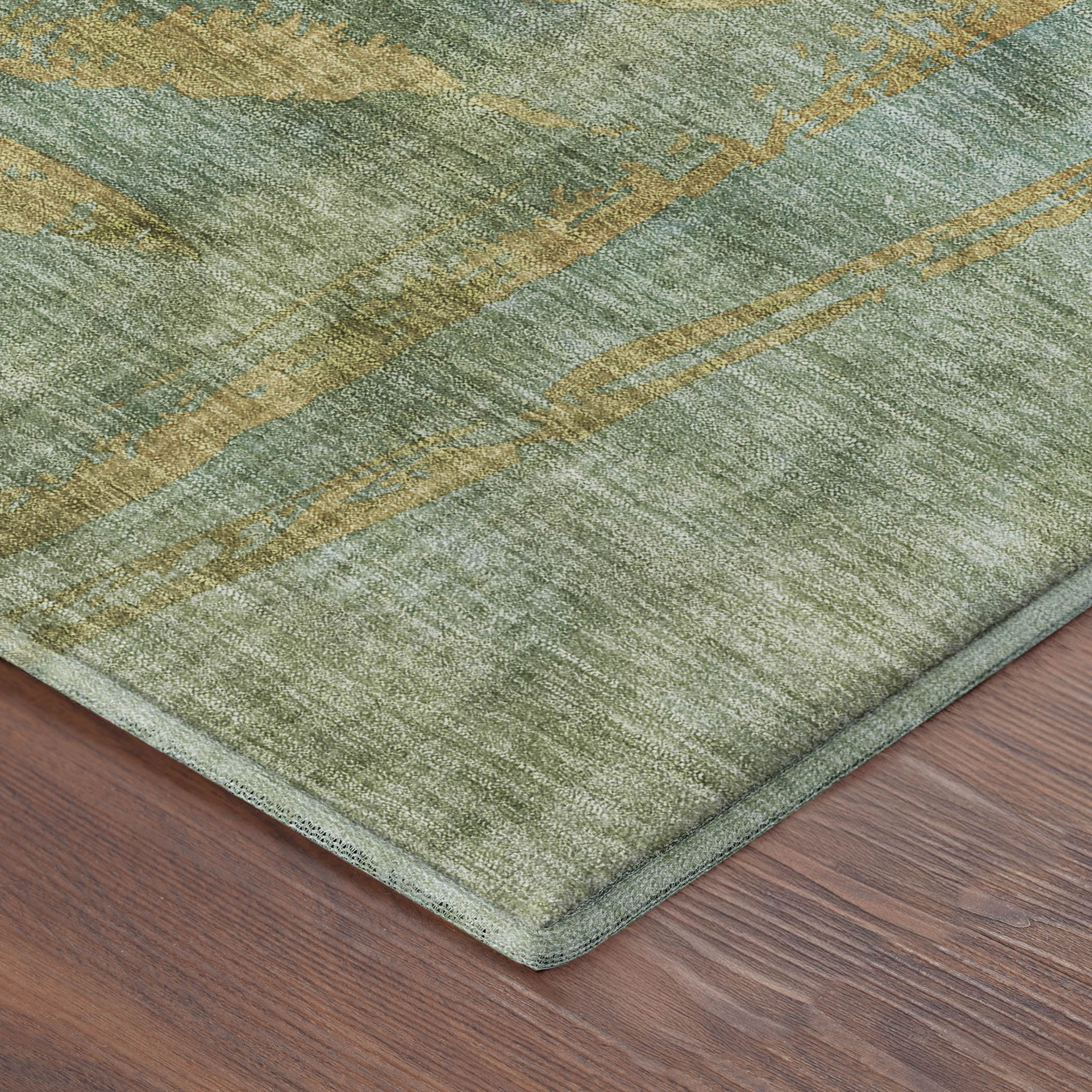 Vienna Machine Washable Transitional Aloe Green Rug 1'8" x 2'6" #shape_Rectangle