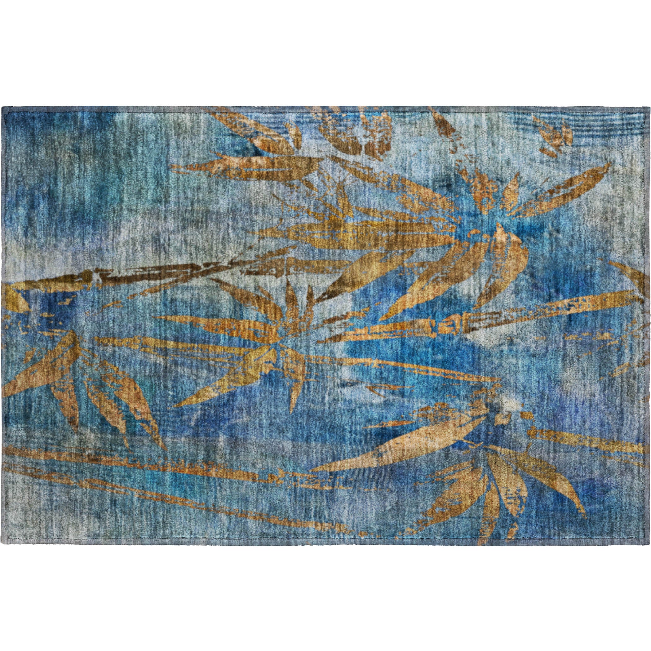 Vienna Machine Washable Transitional Blue Rug 1'8" x 2'6" #shape_Rectangle