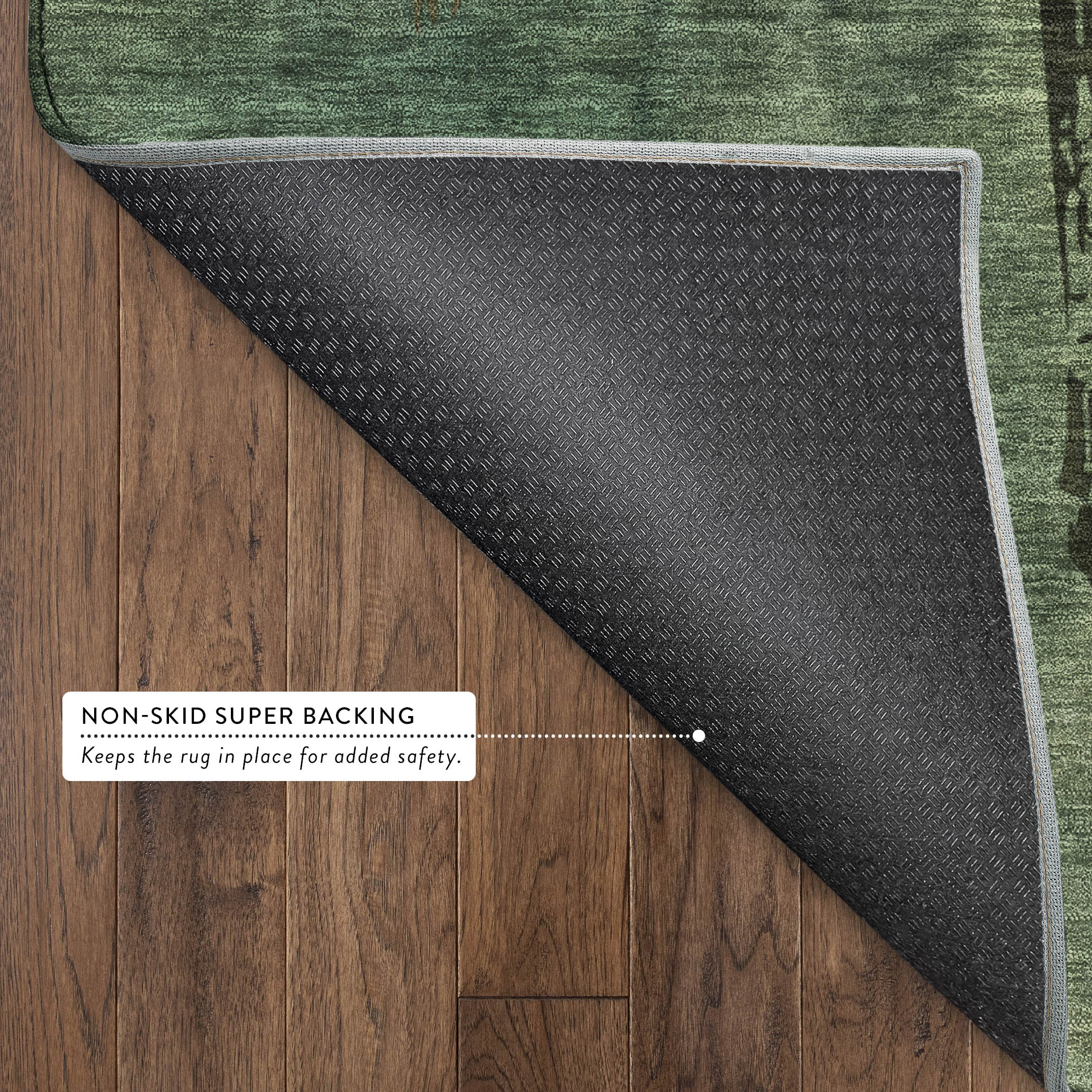 Vienna Machine Washable Transitional Green Rug 1'8" x 2'6" #shape_Rectangle