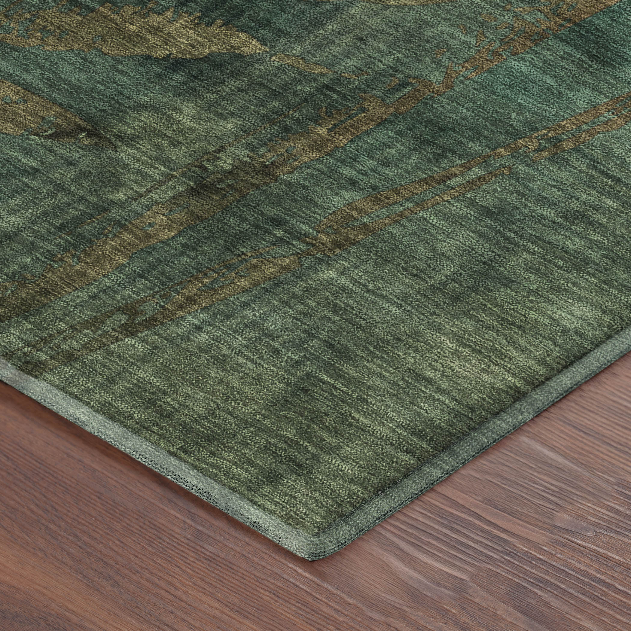 Vienna Machine Washable Transitional Green Rug 1'8" x 2'6" #shape_Rectangle